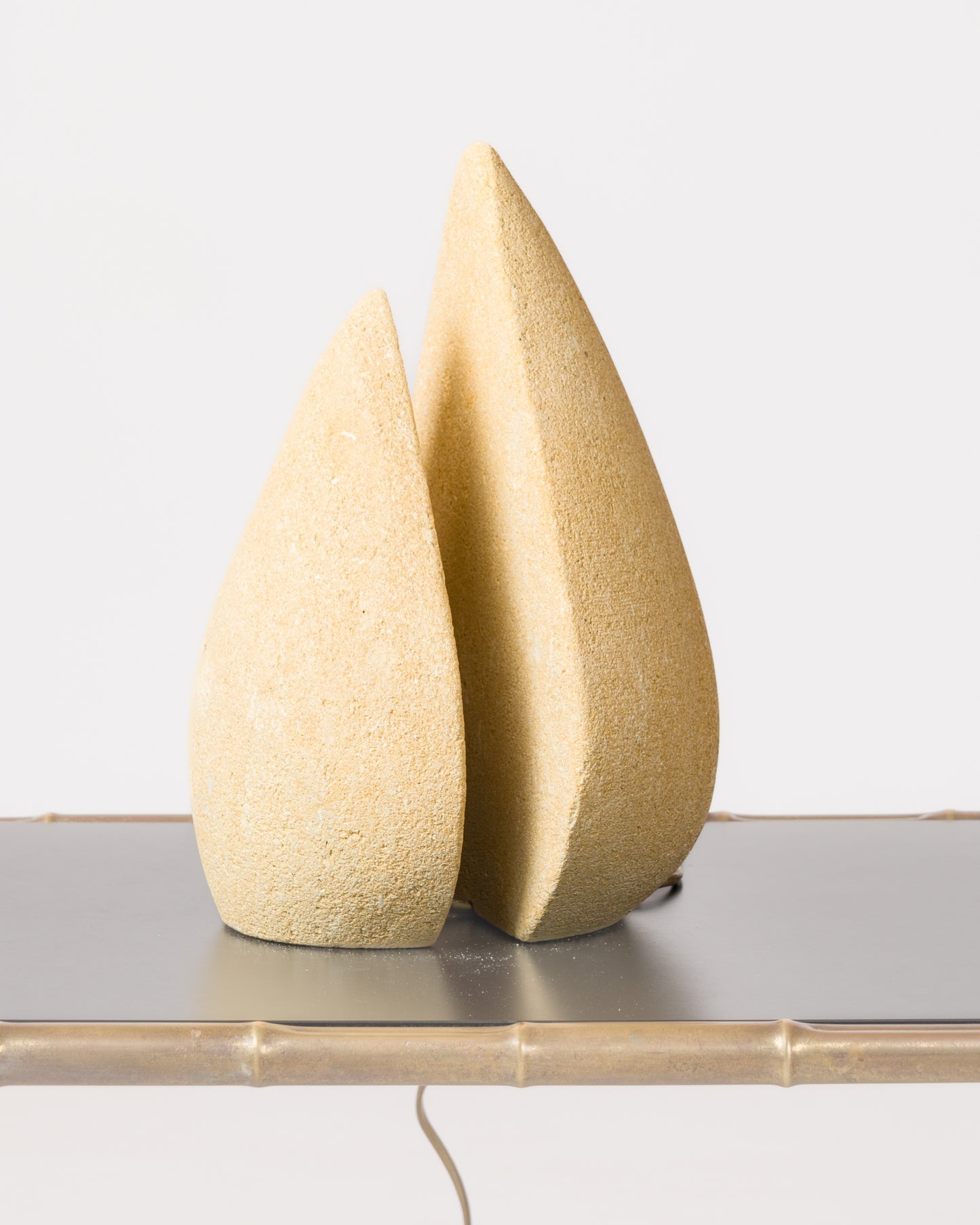 Limestone Dual Droplet Table Lamp in style Tormos - France 1980's