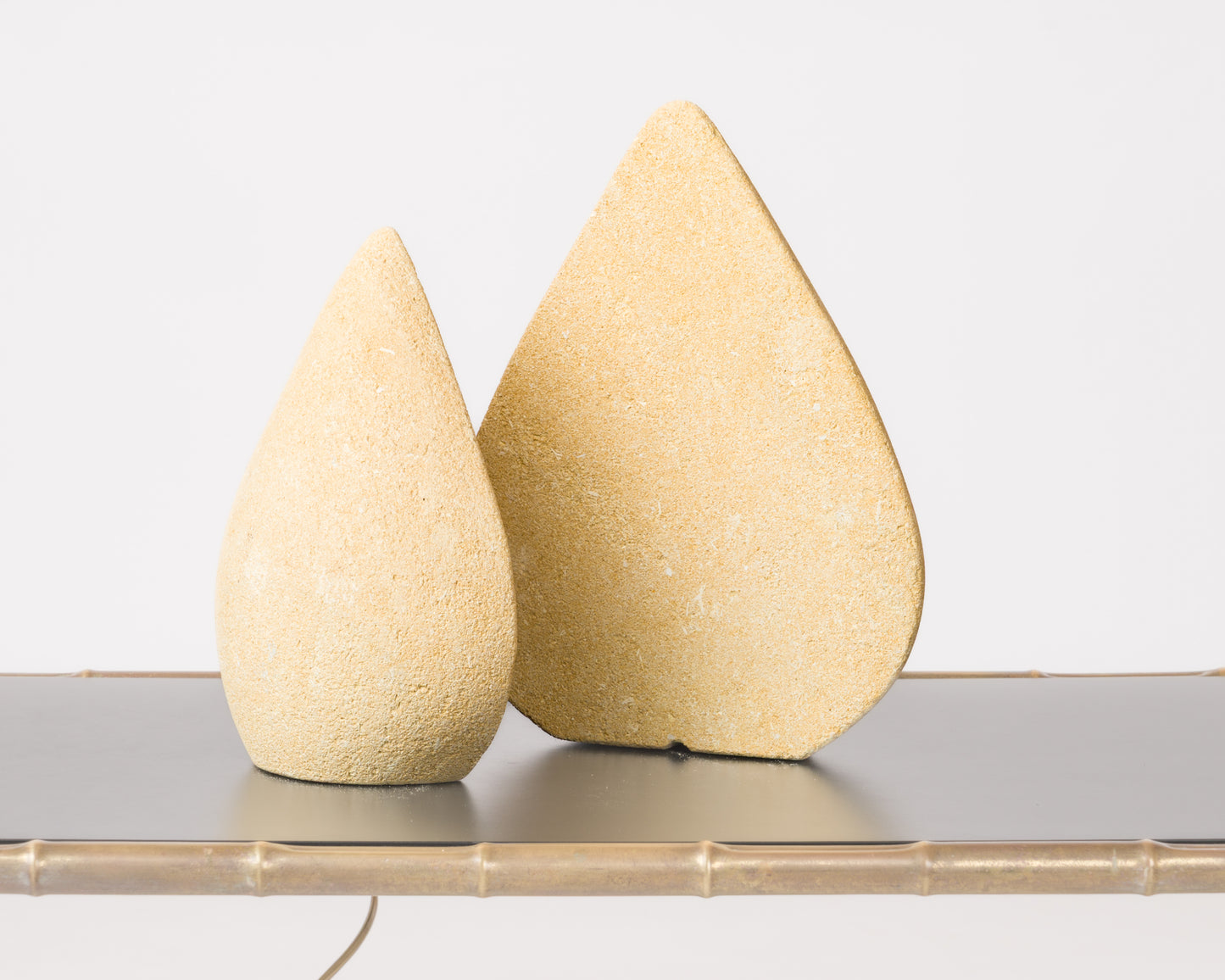 Limestone Dual Droplet Table Lamp in style Tormos - France 1980's