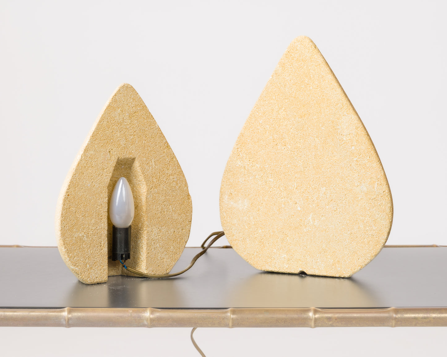 Limestone Dual Droplet Table Lamp in style Tormos - France 1980's