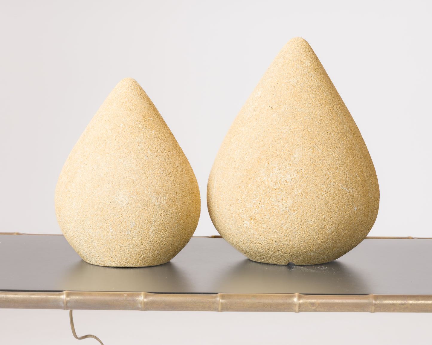 Limestone Dual Droplet Table Lamp in style Tormos - France 1980's