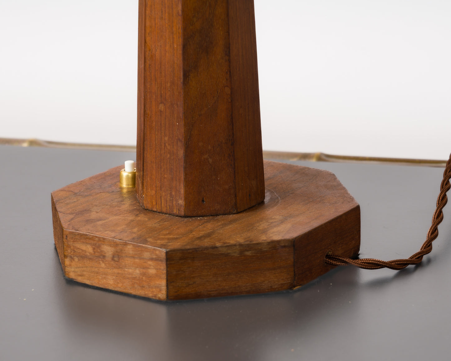 Minimalist Faceted Teak Table Lamp - France 1970's