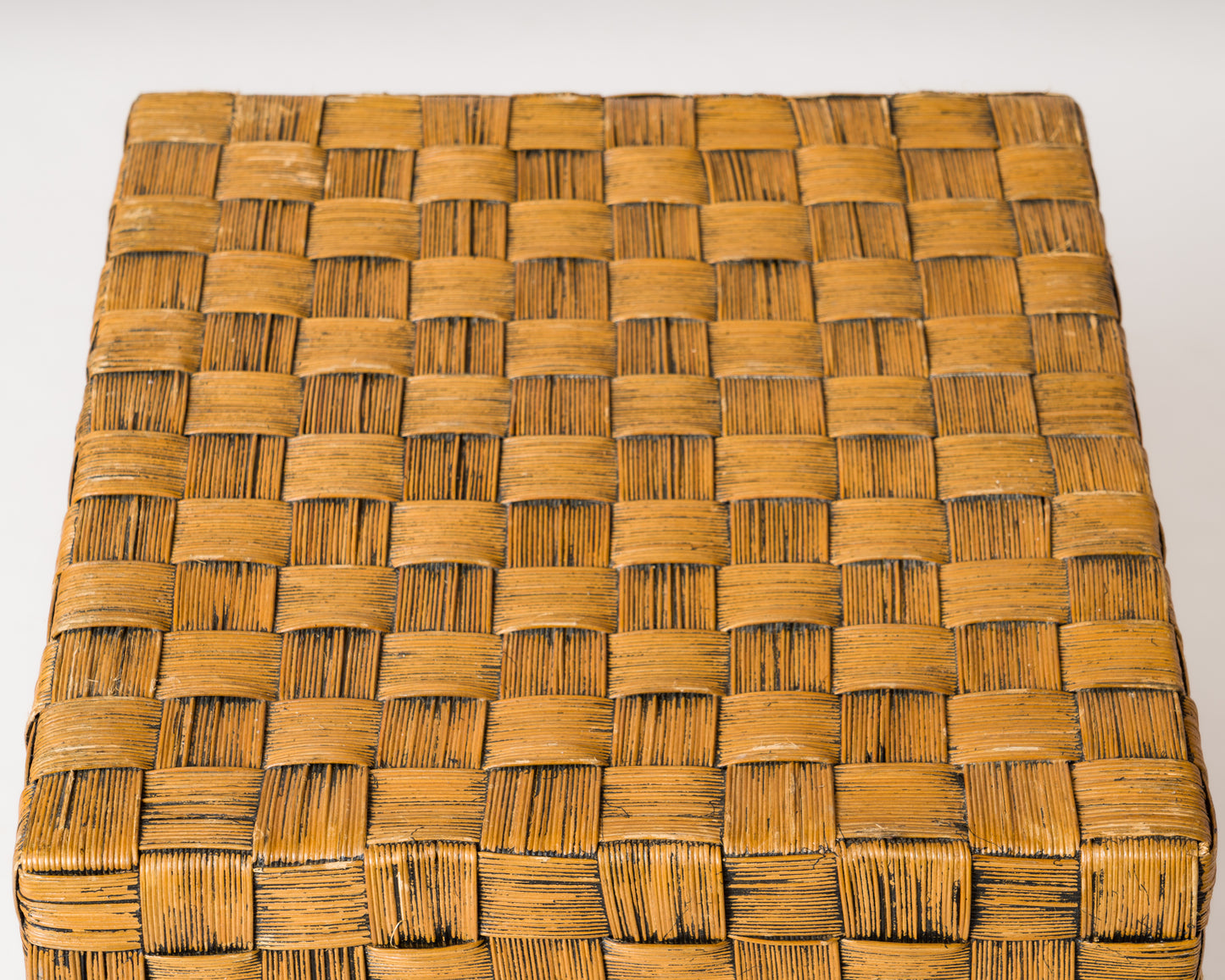 Braided Wicker Square Side Table in the Style of Audoux Minnet - France 1960s