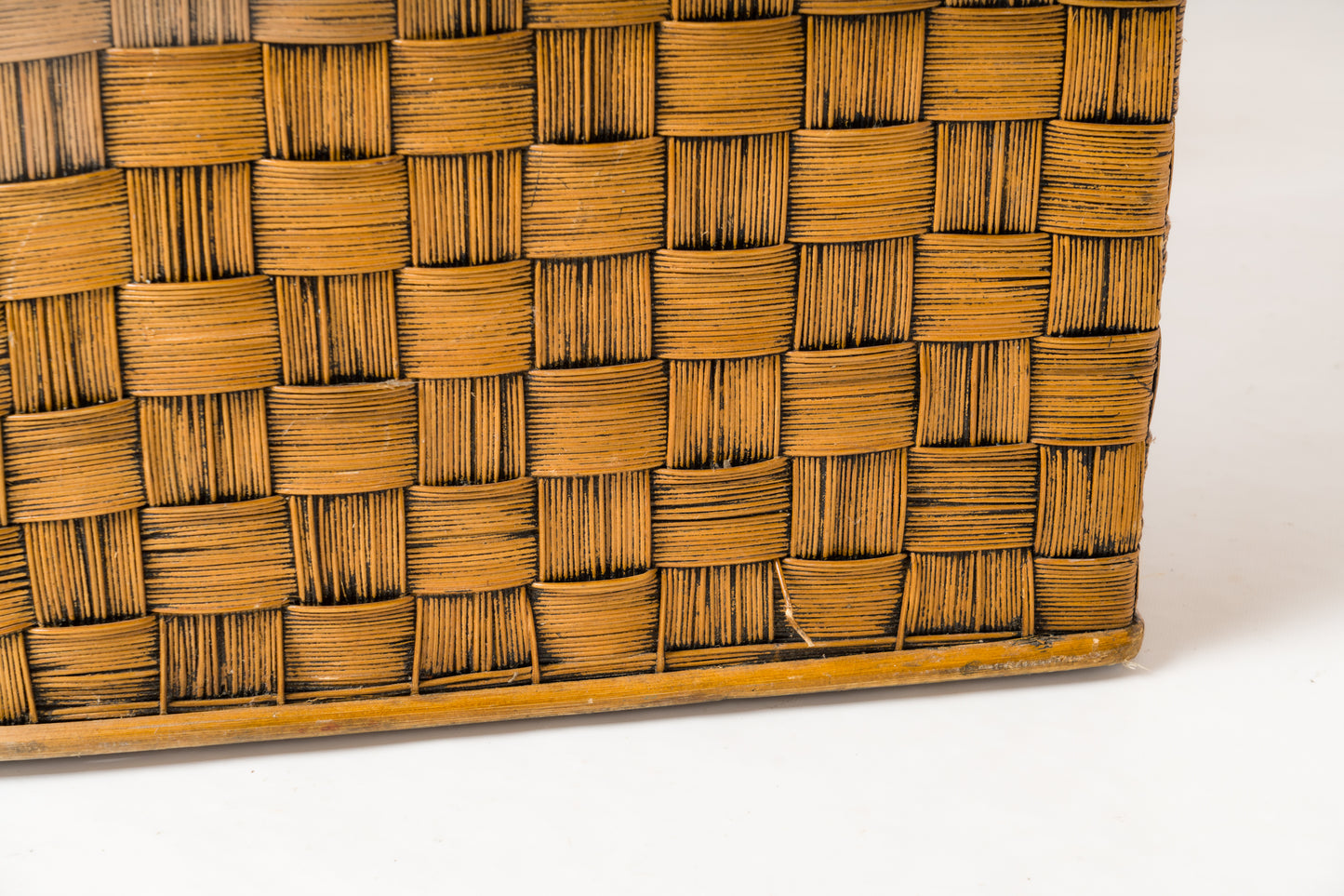 Braided Wicker Square Side Table in the Style of Audoux Minnet - France 1960s