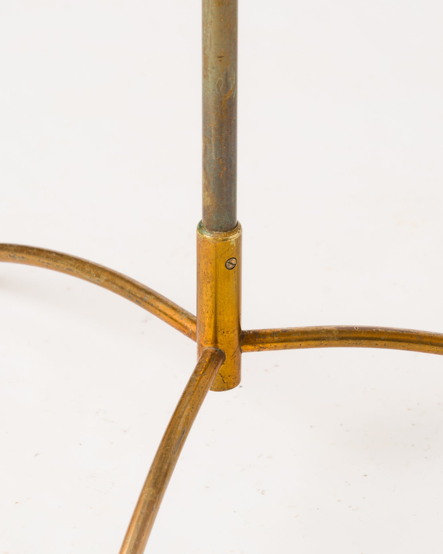 Tripod Patinated Steel and Brass Modernist Floor Lamp - France 1960s