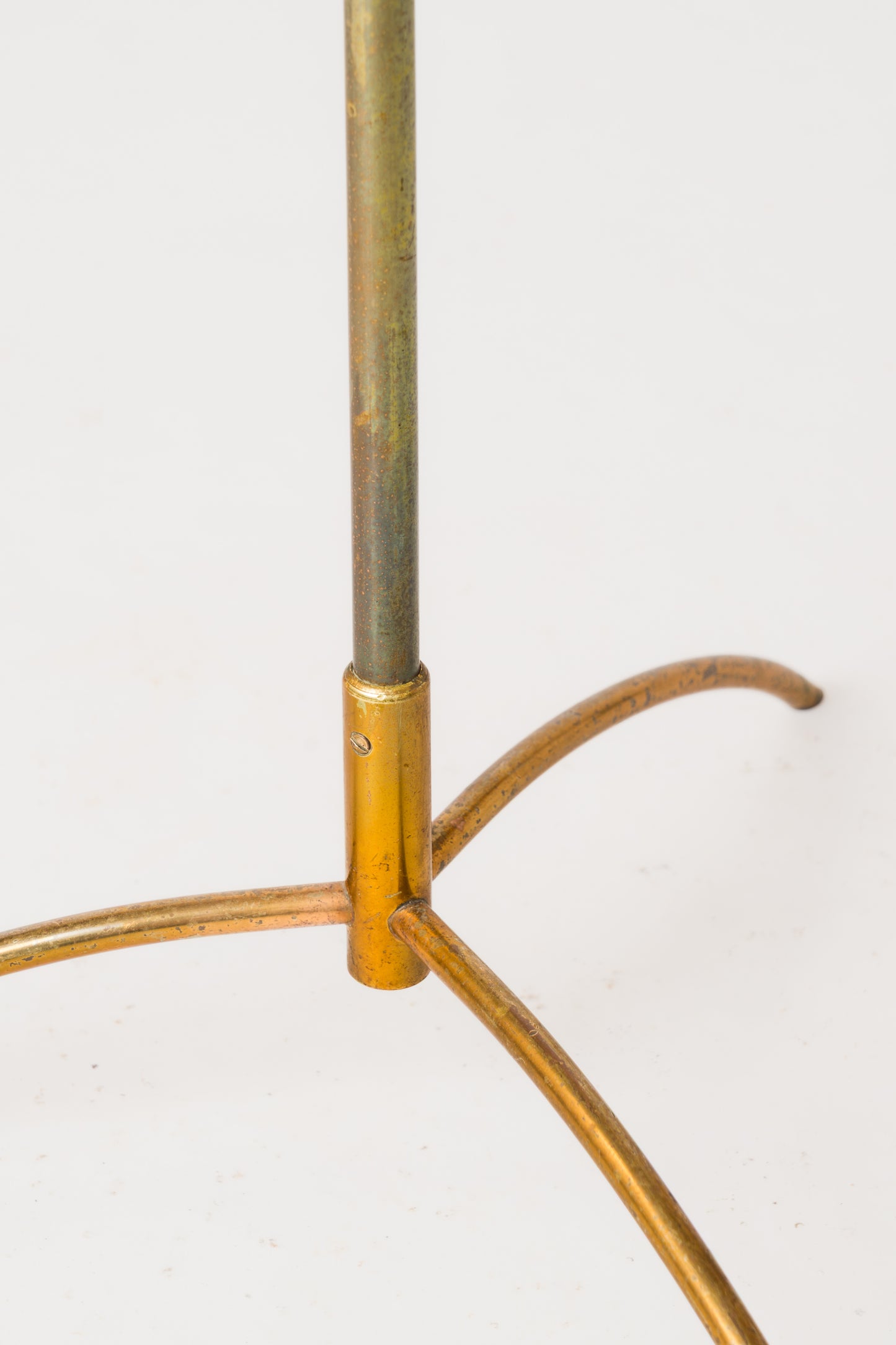 Tripod Patinated Steel and Brass Modernist Floor Lamp - France 1960s