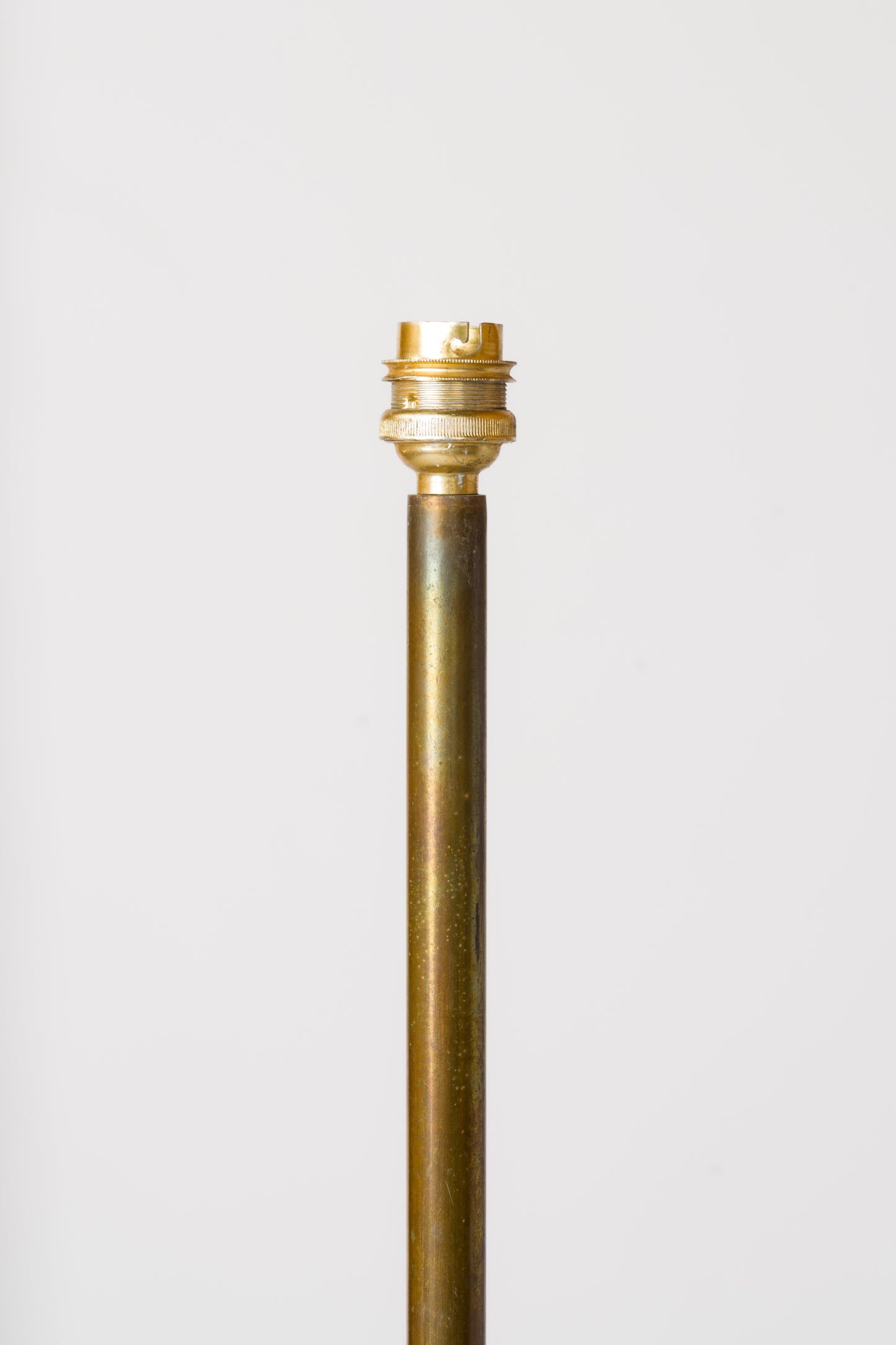 Tripod Patinated Steel and Brass Modernist Floor Lamp - France 1960s