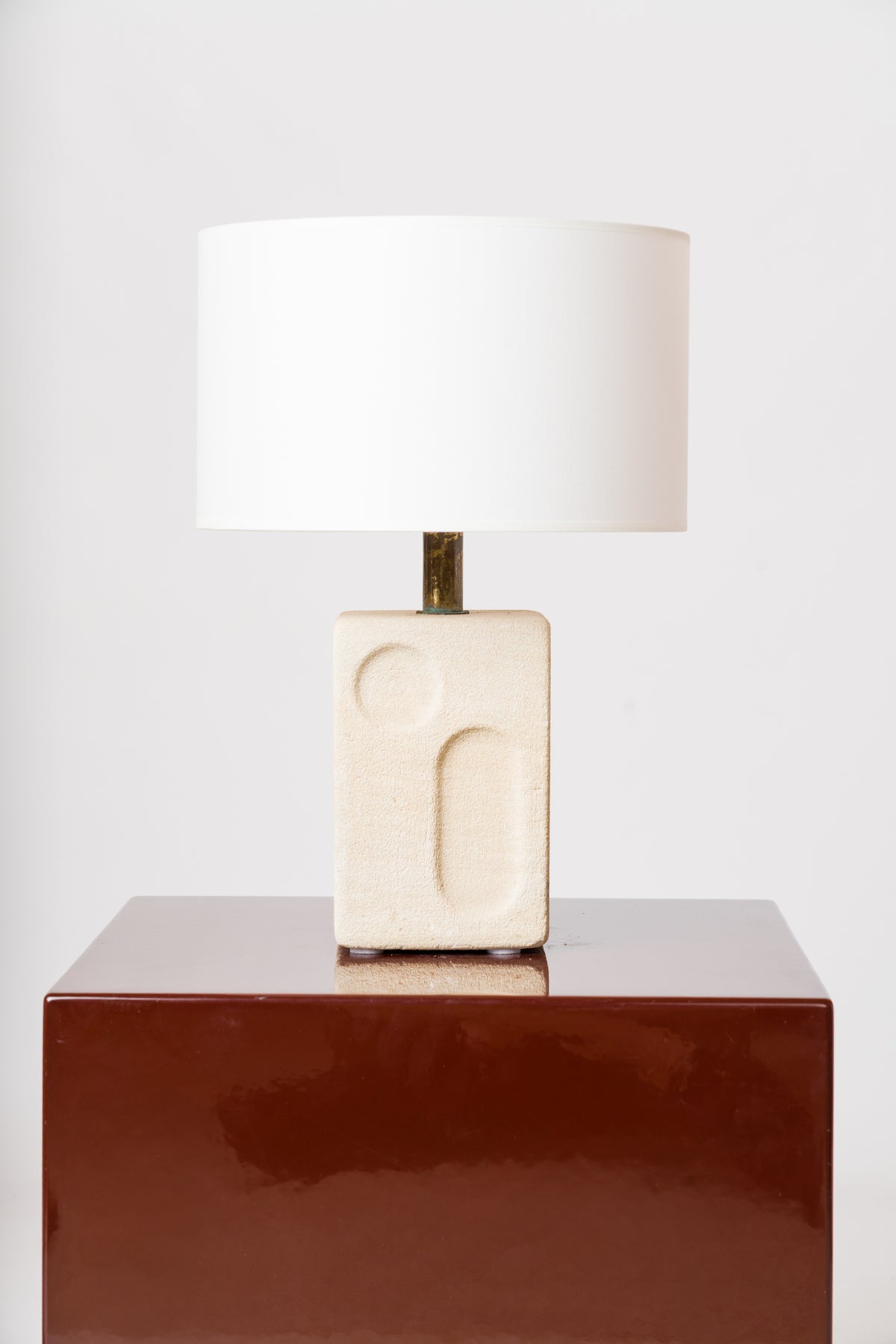 Engraved Minimalist "Pierre du Grad" Tormos Style Table Lamp - France 1970's