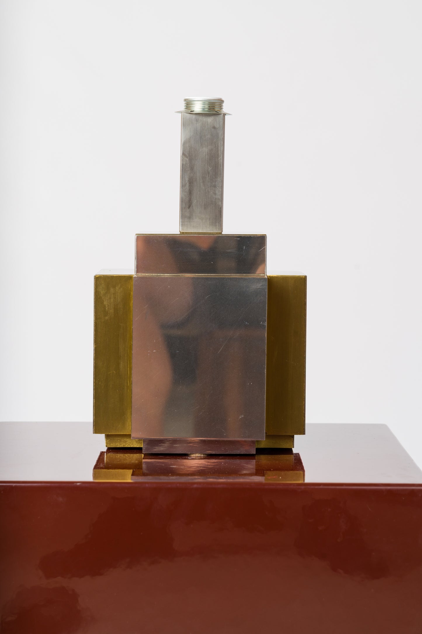Modernist Faceted Brass & Steel Table Lamp att. Romeo Rega - Italy 1970's