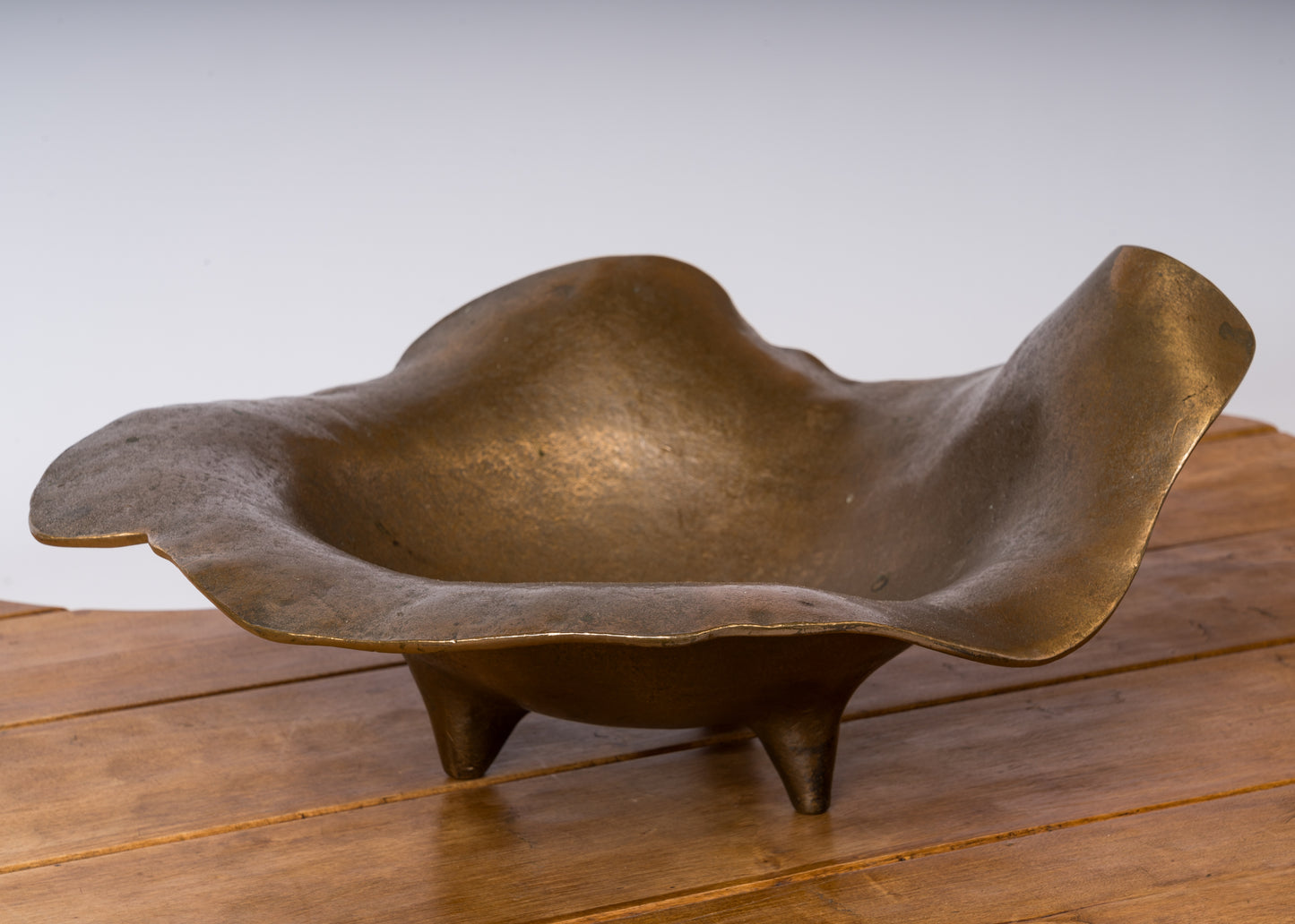 Big Size Solid Bronze Decorative Dish on Tripod Feet - France 1970's