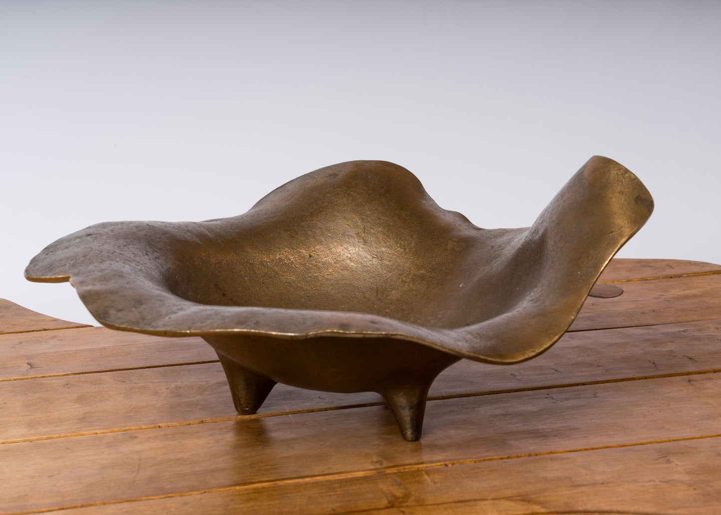 Big Size Solid Bronze Decorative Dish on Tripod Feet - France 1970's