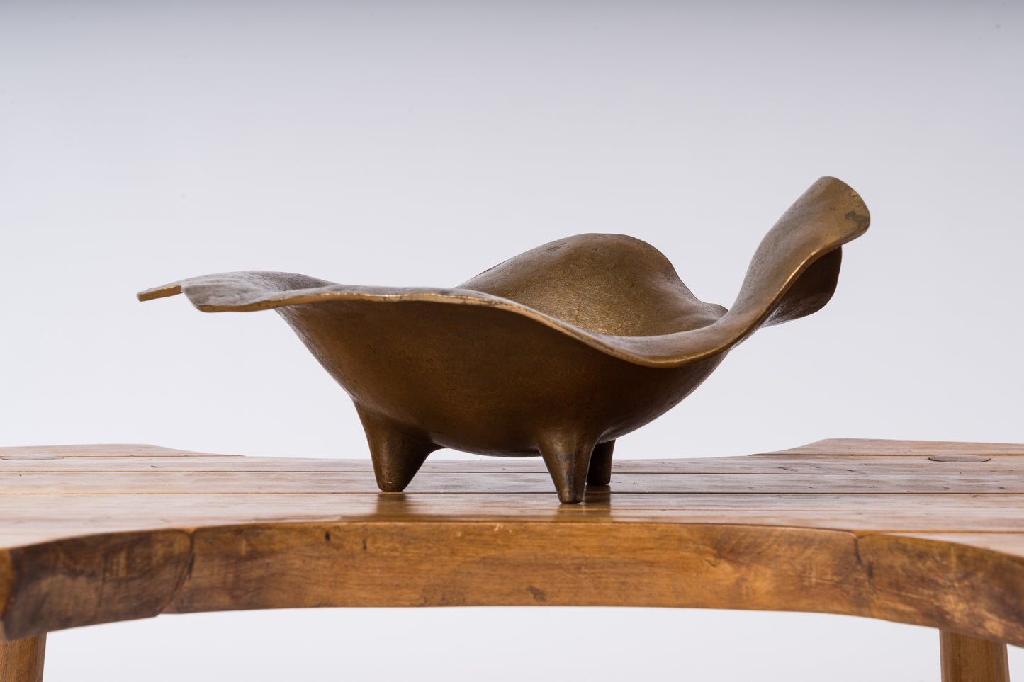 Big Size Solid Bronze Decorative Dish on Tripod Feet - France 1970's
