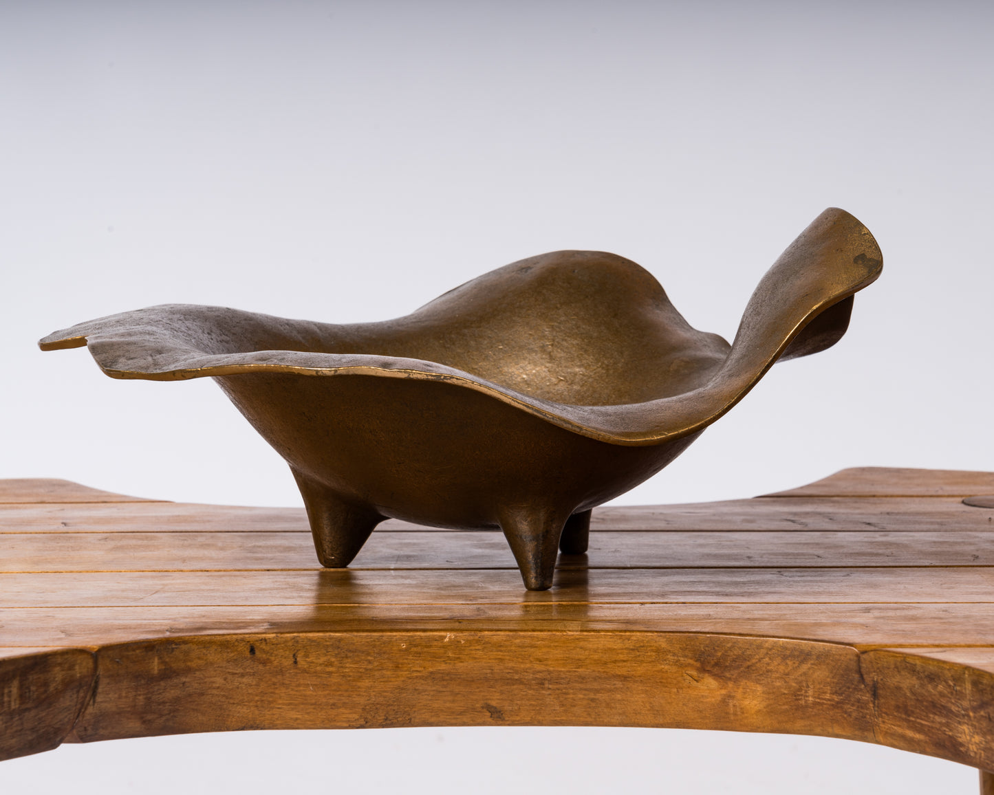 Big Size Solid Bronze Decorative Dish on Tripod Feet - France 1970's