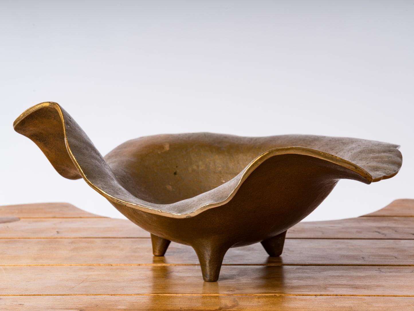 Big Size Solid Bronze Decorative Dish on Tripod Feet - France 1970's
