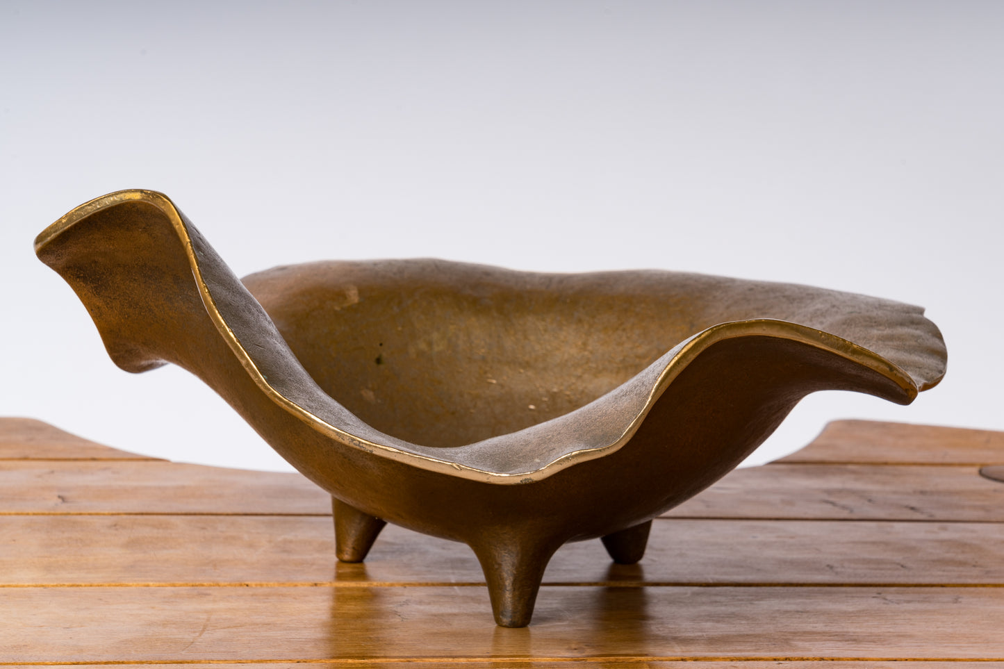 Big Size Solid Bronze Decorative Dish on Tripod Feet - France 1970's