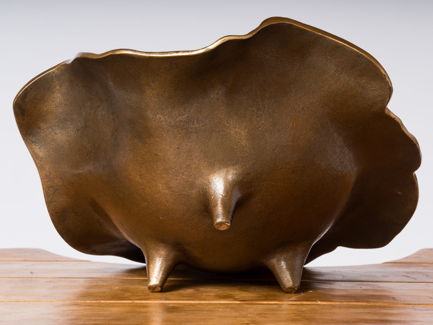 Big Size Solid Bronze Decorative Dish on Tripod Feet - France 1970's