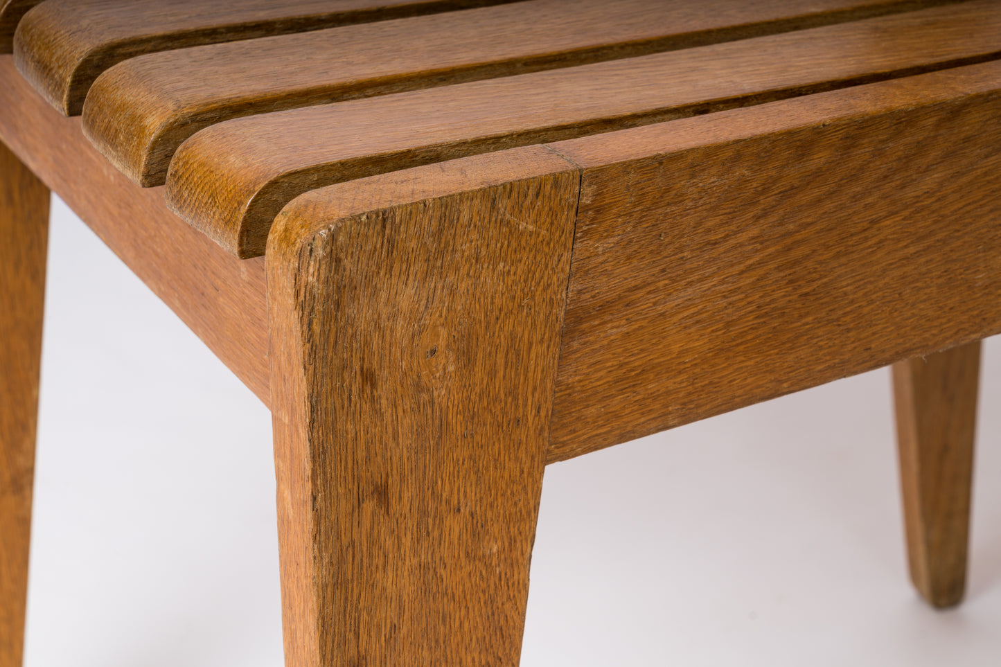 Minimalist Solid Oak Slats Chairs by Guillerme & Chambron, France, 1960s