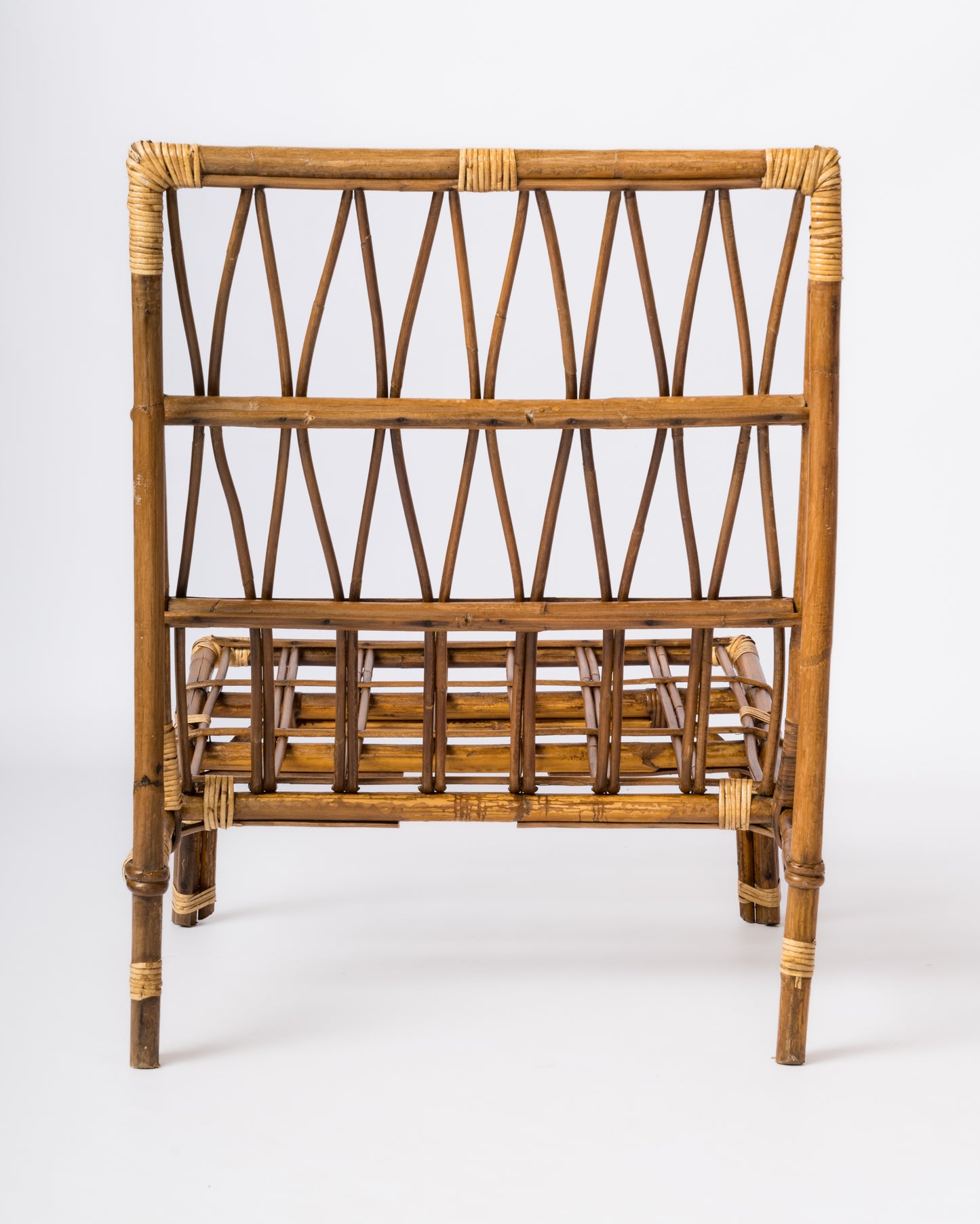 Single Rattan Mid Century Lounger in the style of Audoux Minnet - France 1960's