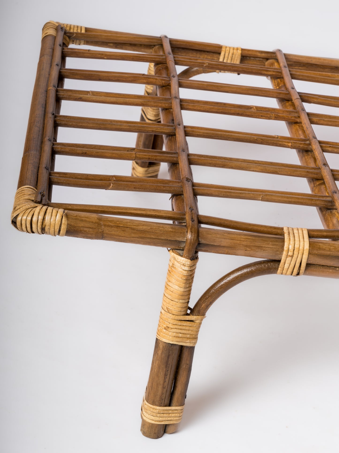 Single Rattan Mid Century Lounger in the style of Audoux Minnet - France 1960's