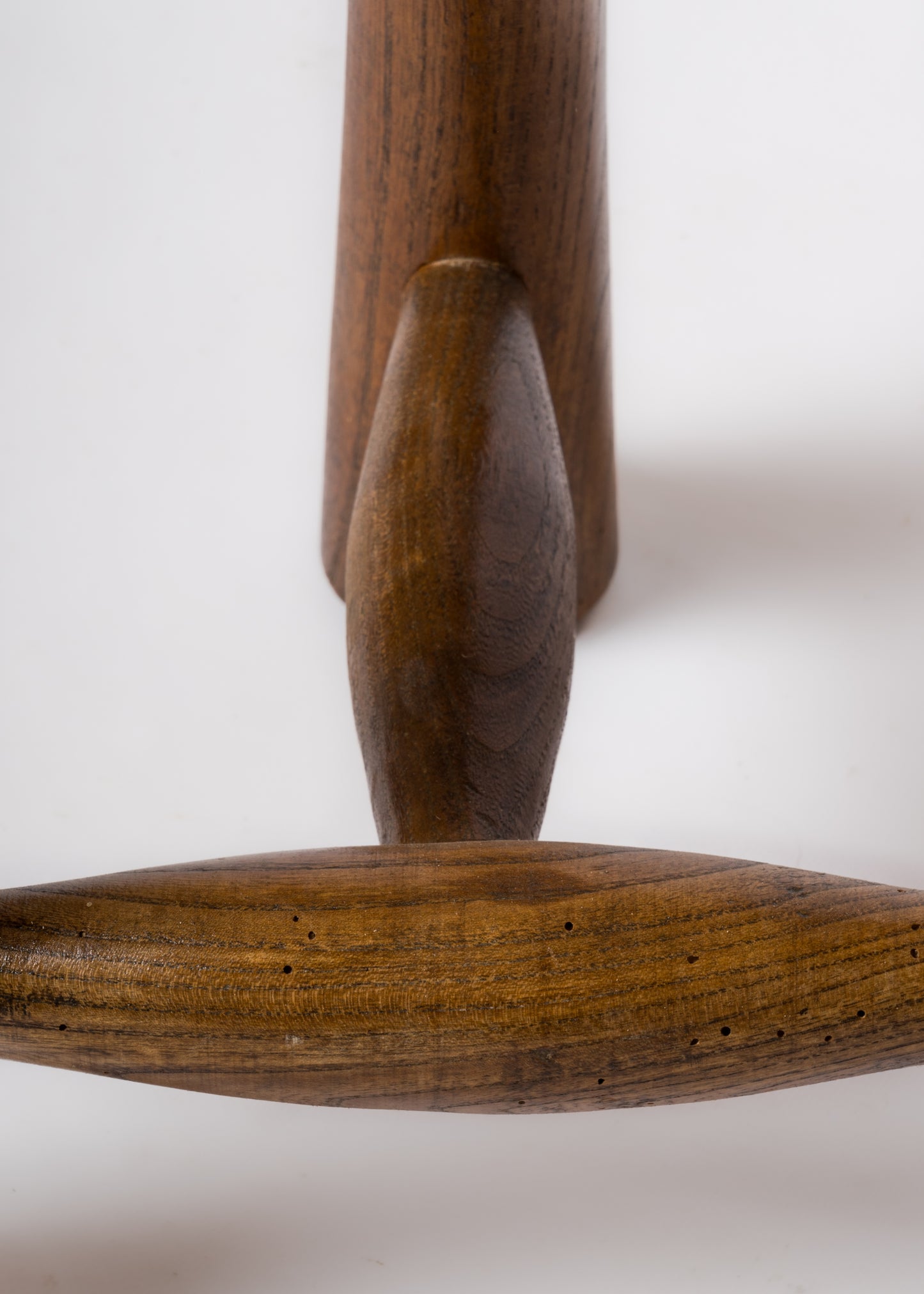 Butalist Tripod Stool in Oak & Rush by Audoux Minnet - France 1960's