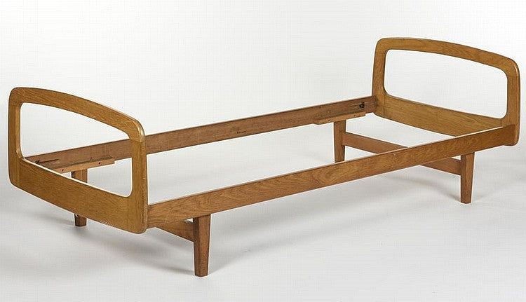 All Oak Mid-Century Modern Daybed by Jacques Hauville for Bema - France 1950s