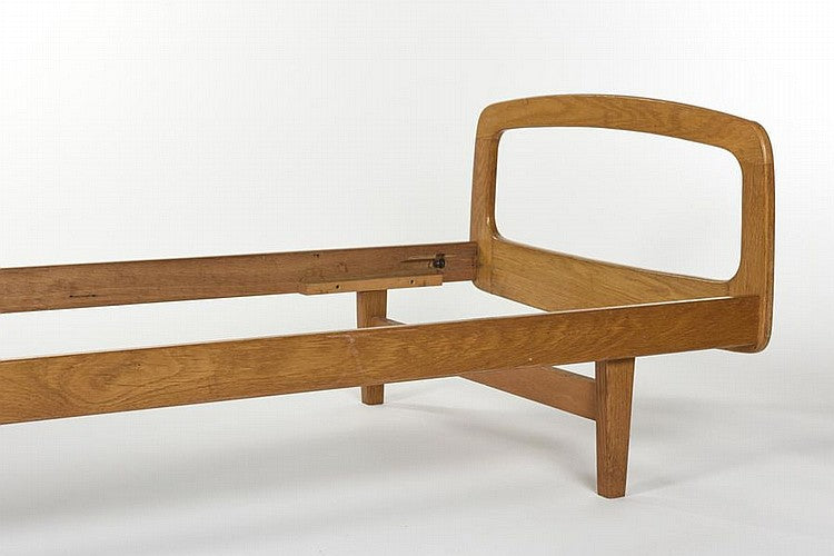 All Oak Mid-Century Modern Daybed by Jacques Hauville for Bema - France 1950s