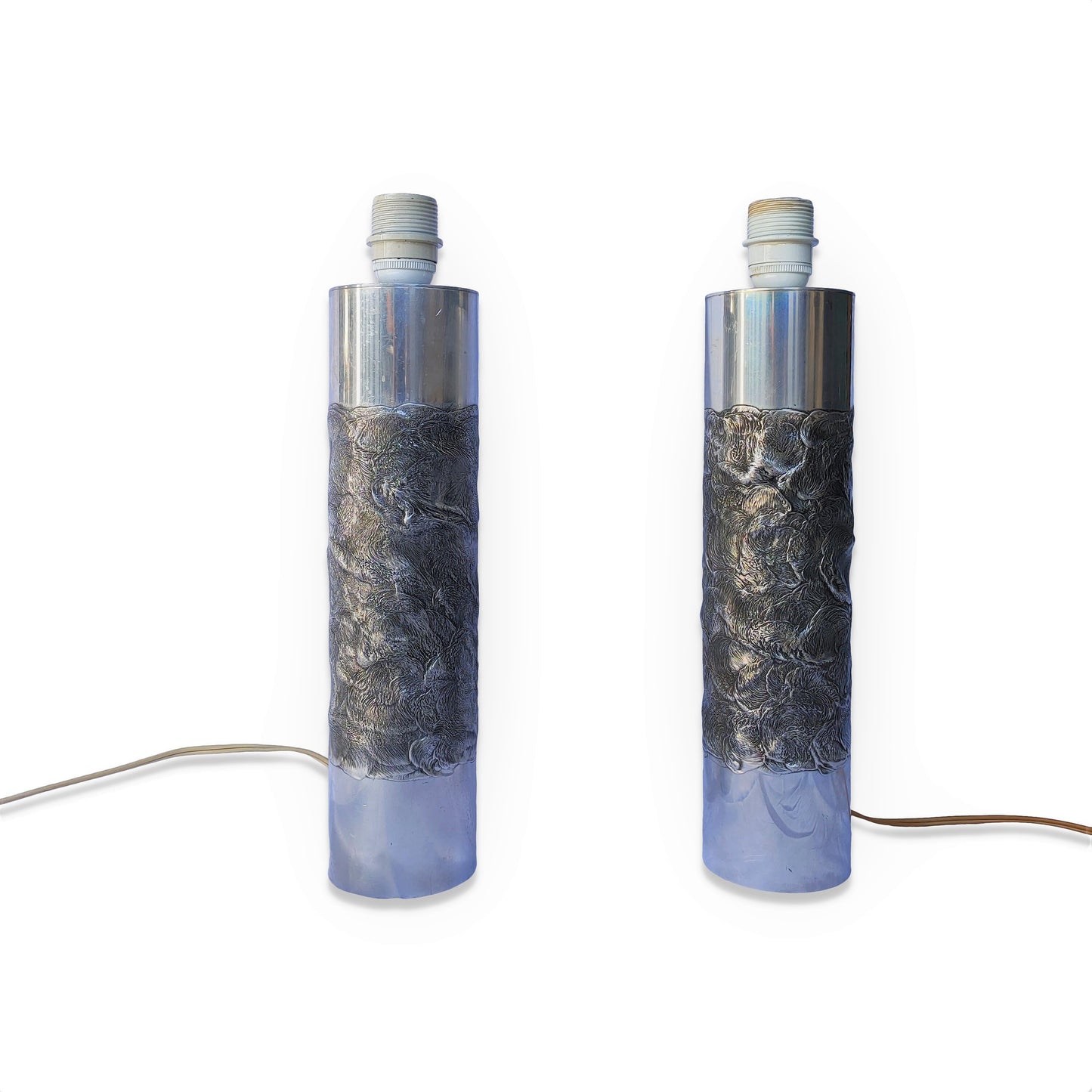 Pair of Brutalist Stainless Steel Table Lamps by Willy Luyckx, Belgium, 1970s