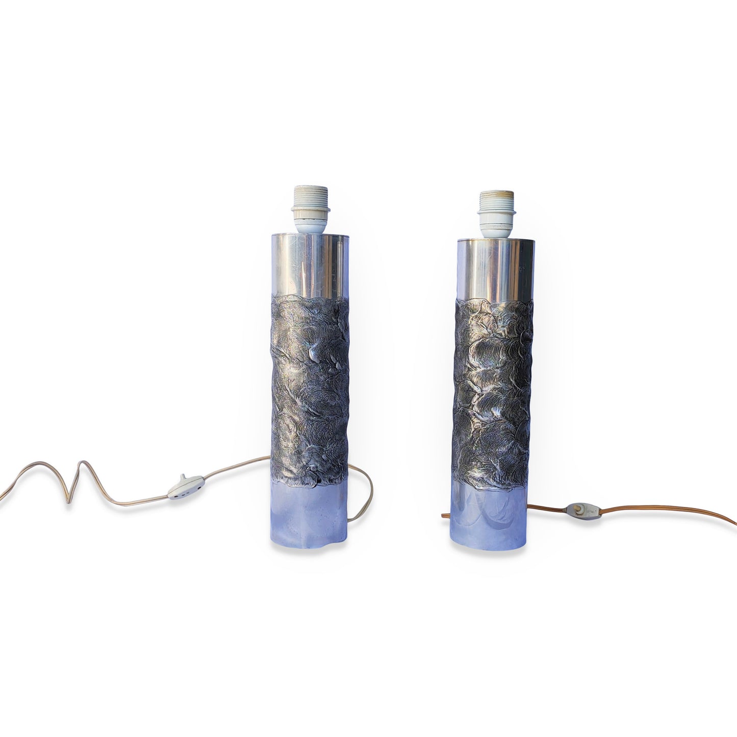 Pair of Brutalist Stainless Steel Table Lamps by Willy Luyckx, Belgium, 1970s