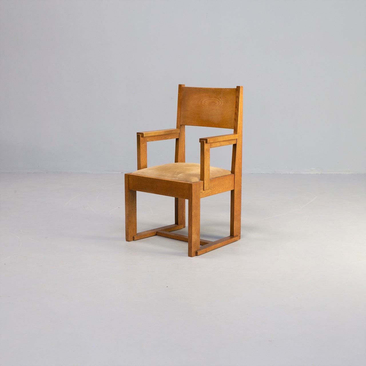 Den Haag Art Deco Solid Oak Side or Desk Chair, Netherlands, 1930s