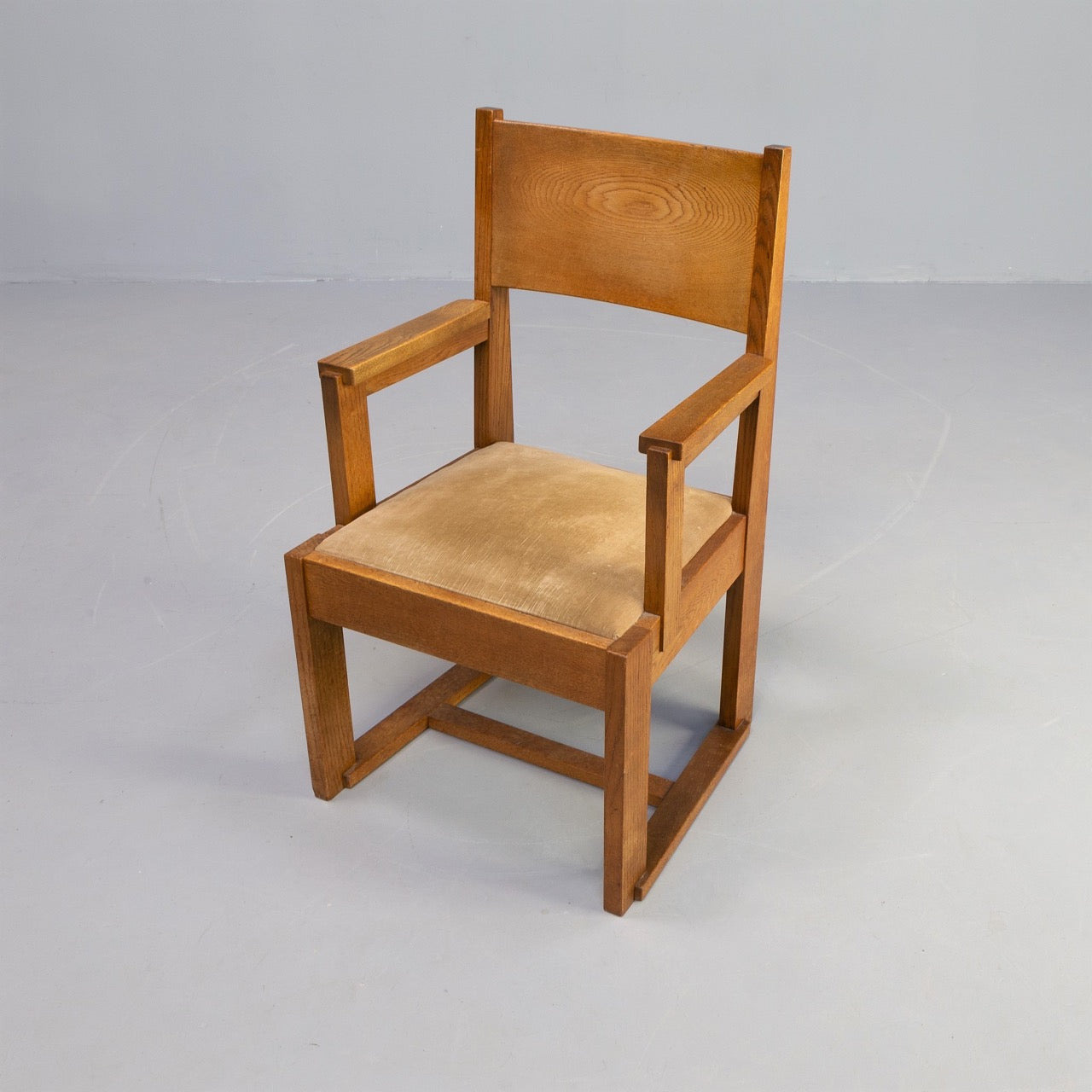 Den Haag Art Deco Solid Oak Side or Desk Chair, Netherlands, 1930s