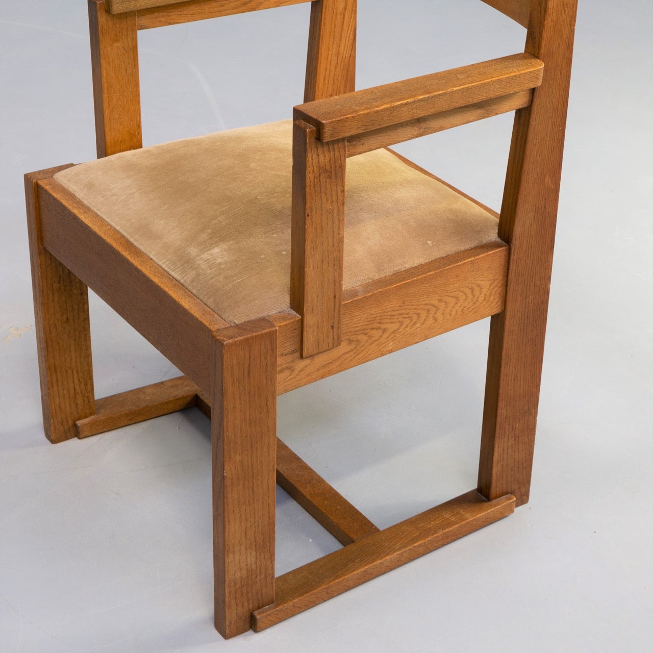 Den Haag Art Deco Solid Oak Side or Desk Chair, Netherlands, 1930s