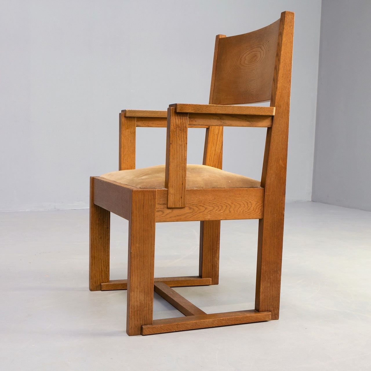 Den Haag Art Deco Solid Oak Side or Desk Chair, Netherlands, 1930s