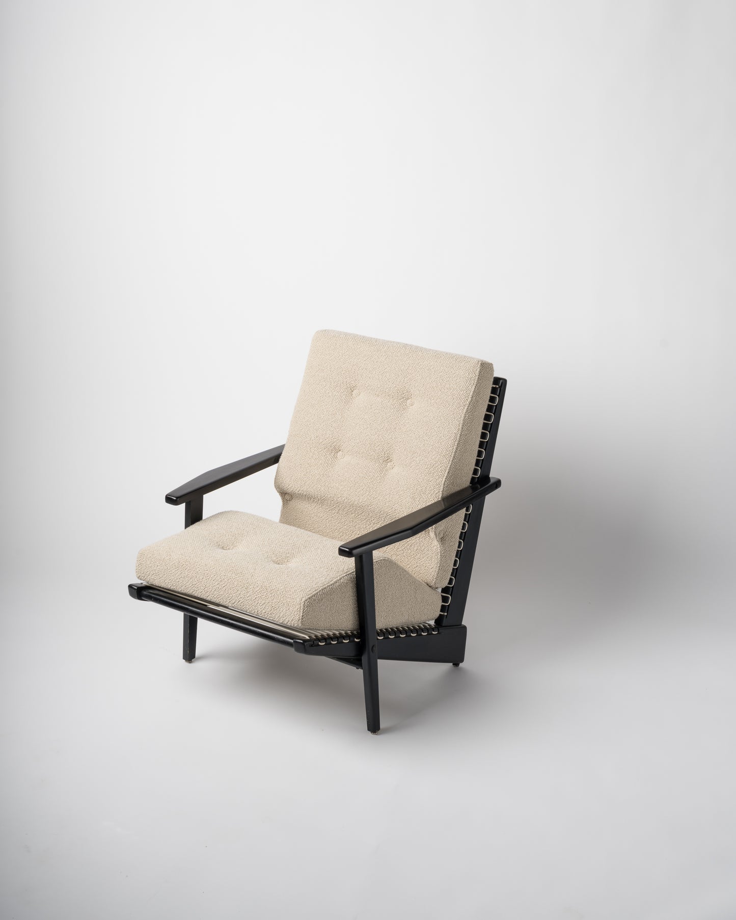 Black Lacquered Teakwood "Kagourou" Armchair by George Tigien, France 1950's