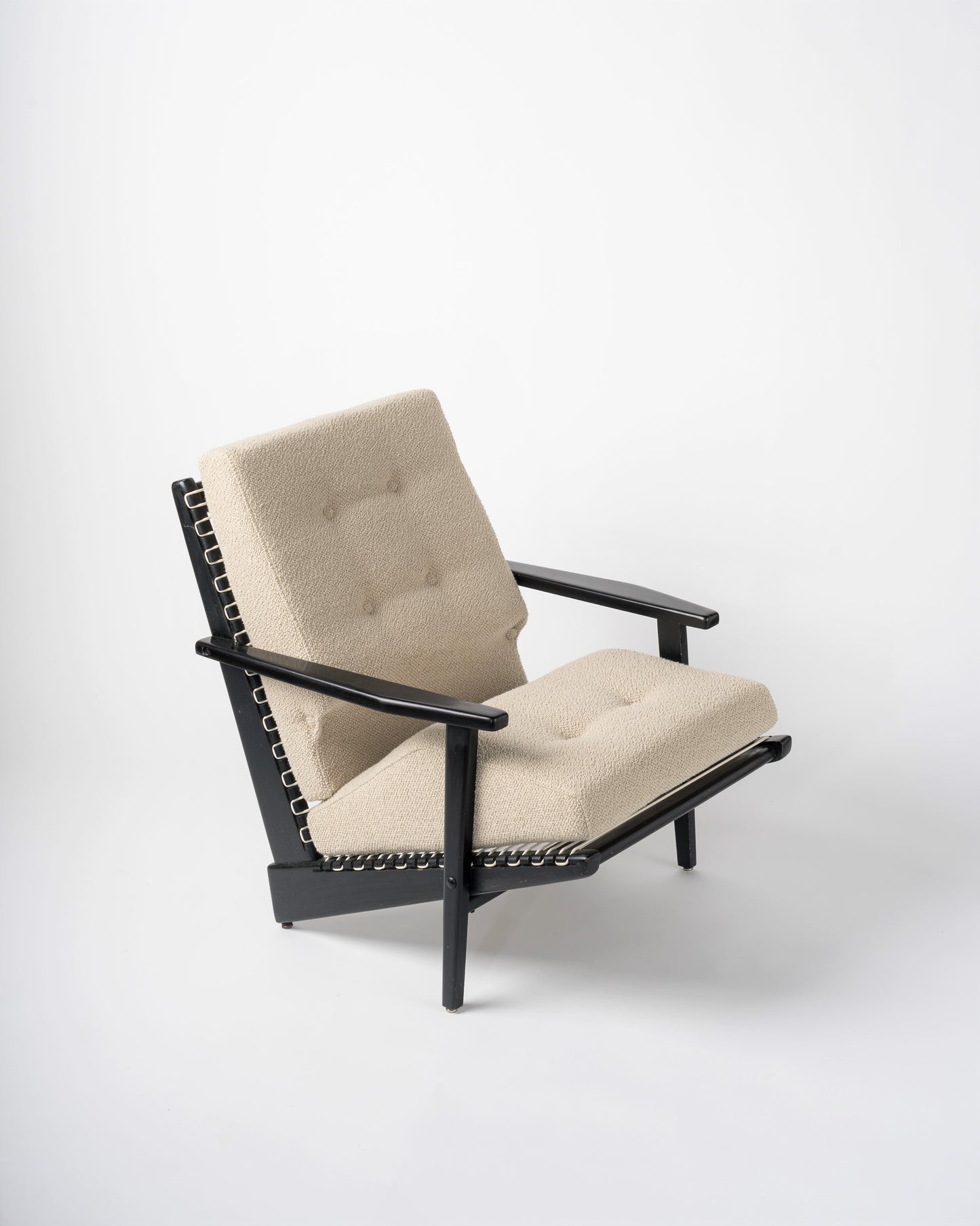 Black Lacquered Teakwood "Kagourou" Armchair by George Tigien, France 1950's