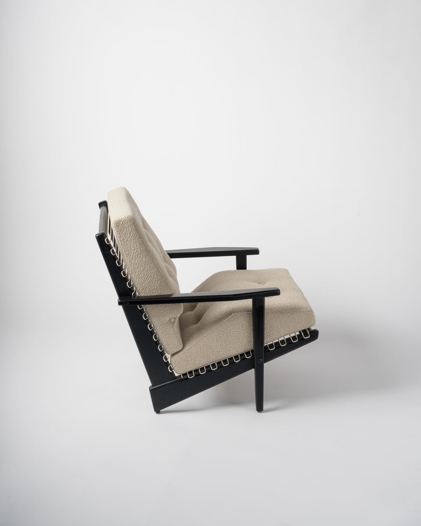 Black Lacquered Teakwood "Kagourou" Armchair by George Tigien, France 1950's