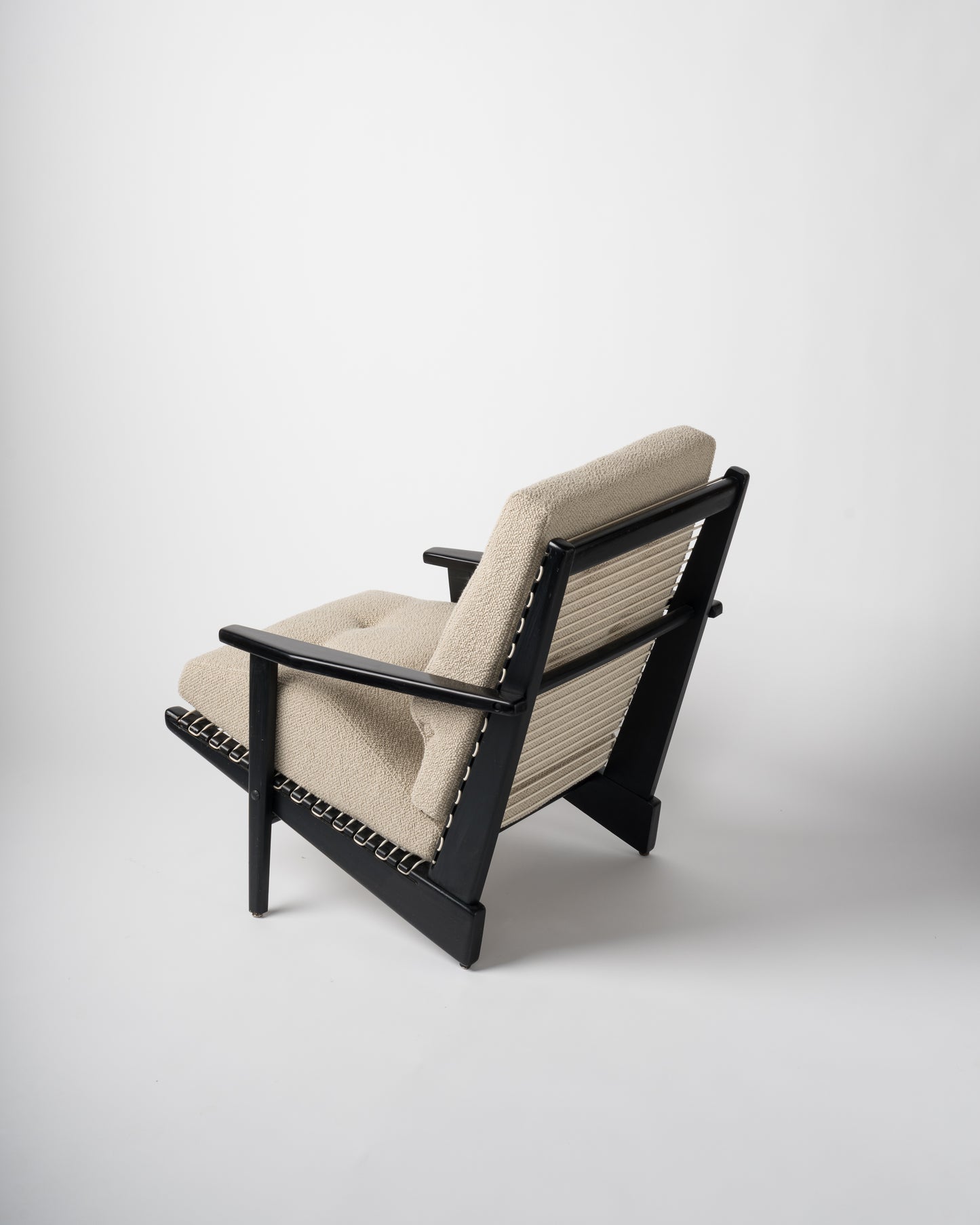 Black Lacquered Teakwood "Kagourou" Armchair by George Tigien, France 1950's