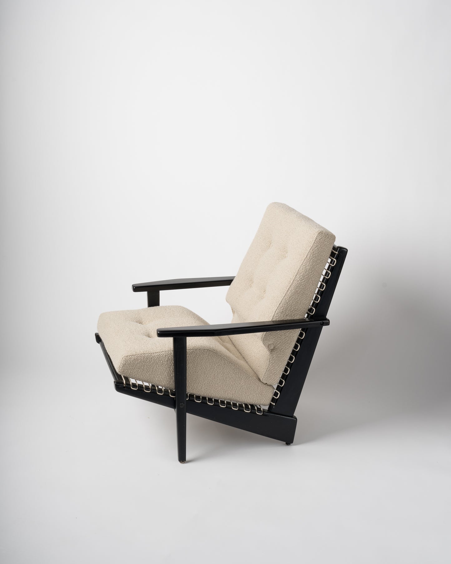 Black Lacquered Teakwood "Kagourou" Armchair by George Tigien, France 1950's