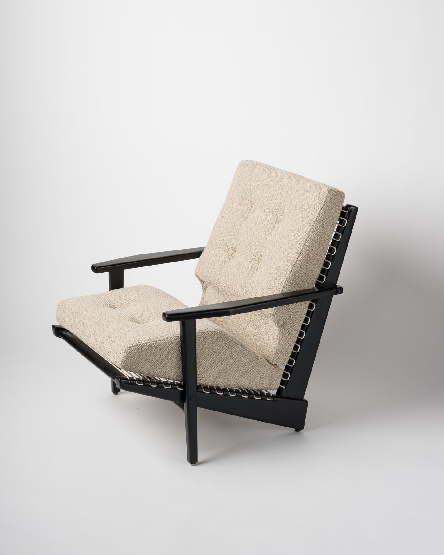 Black Lacquered Teakwood "Kagourou" Armchair by George Tigien, France 1950's