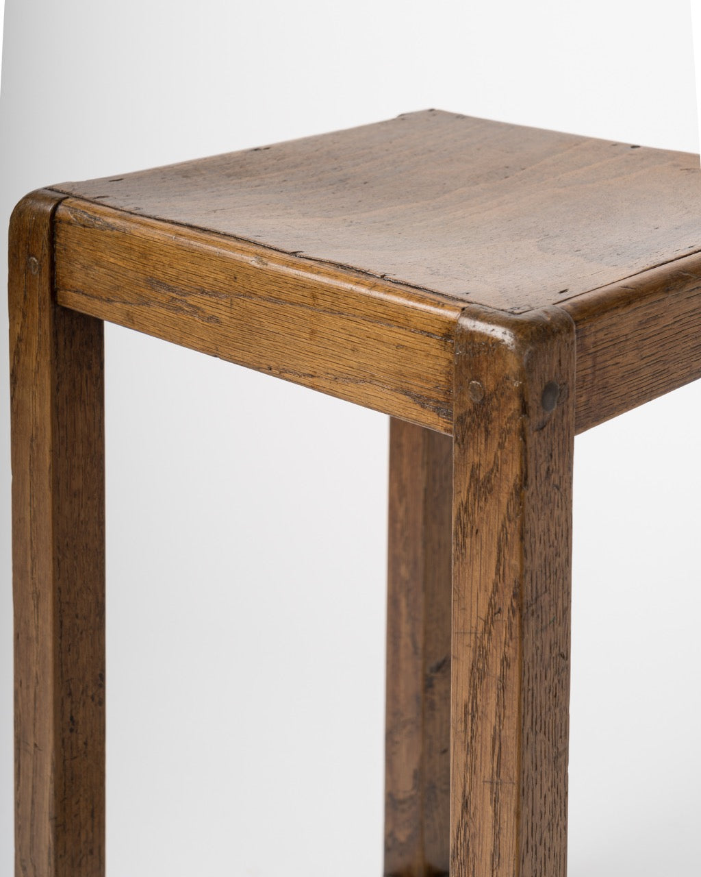 Minimalist Tinted Oak Studio Stool - France 1950s