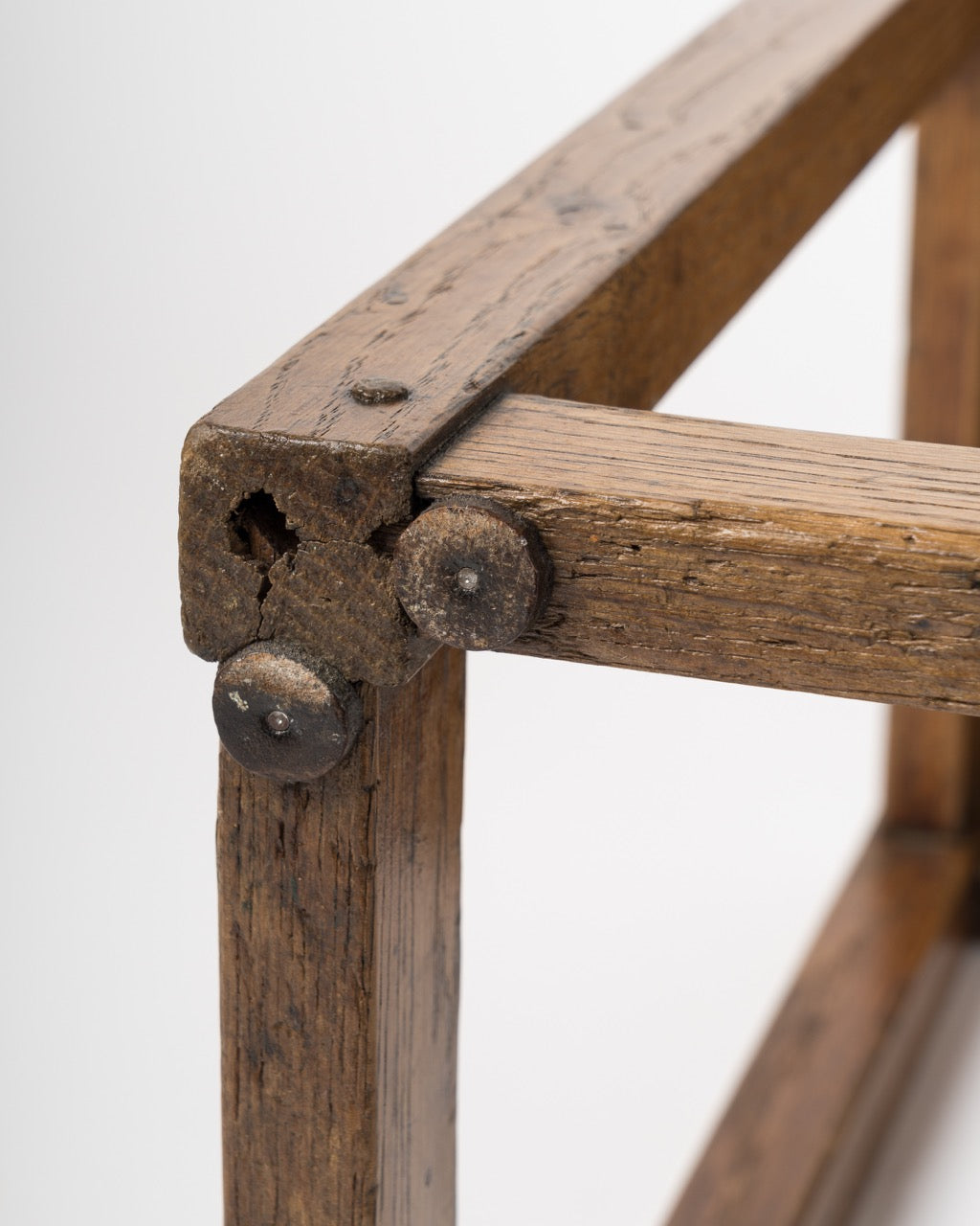 Minimalist Tinted Oak Studio Stool - France 1950s