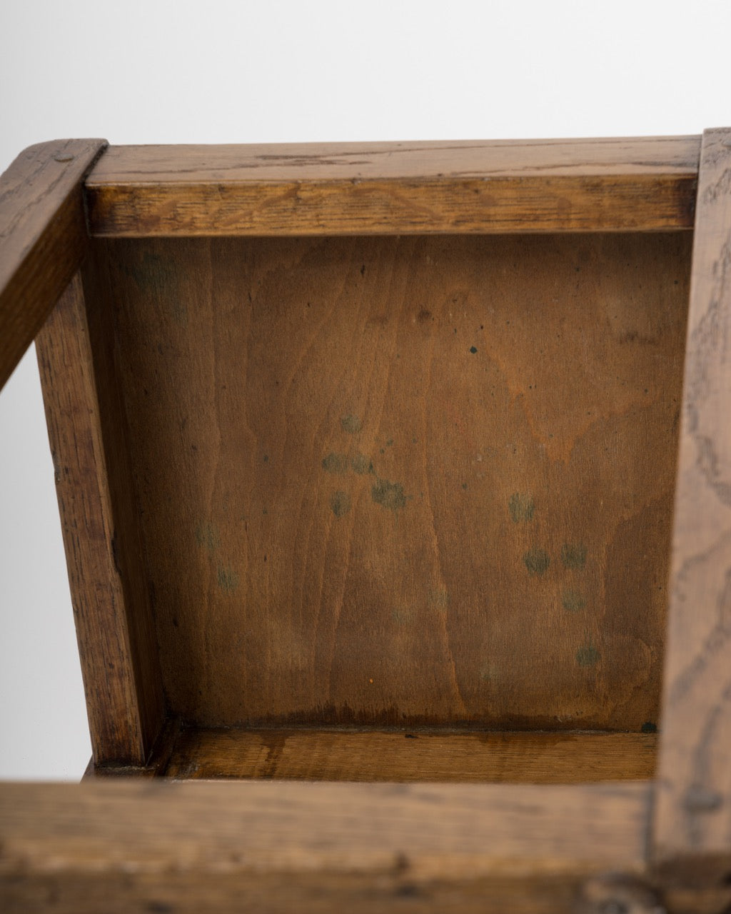 Minimalist Tinted Oak Studio Stool - France 1950s