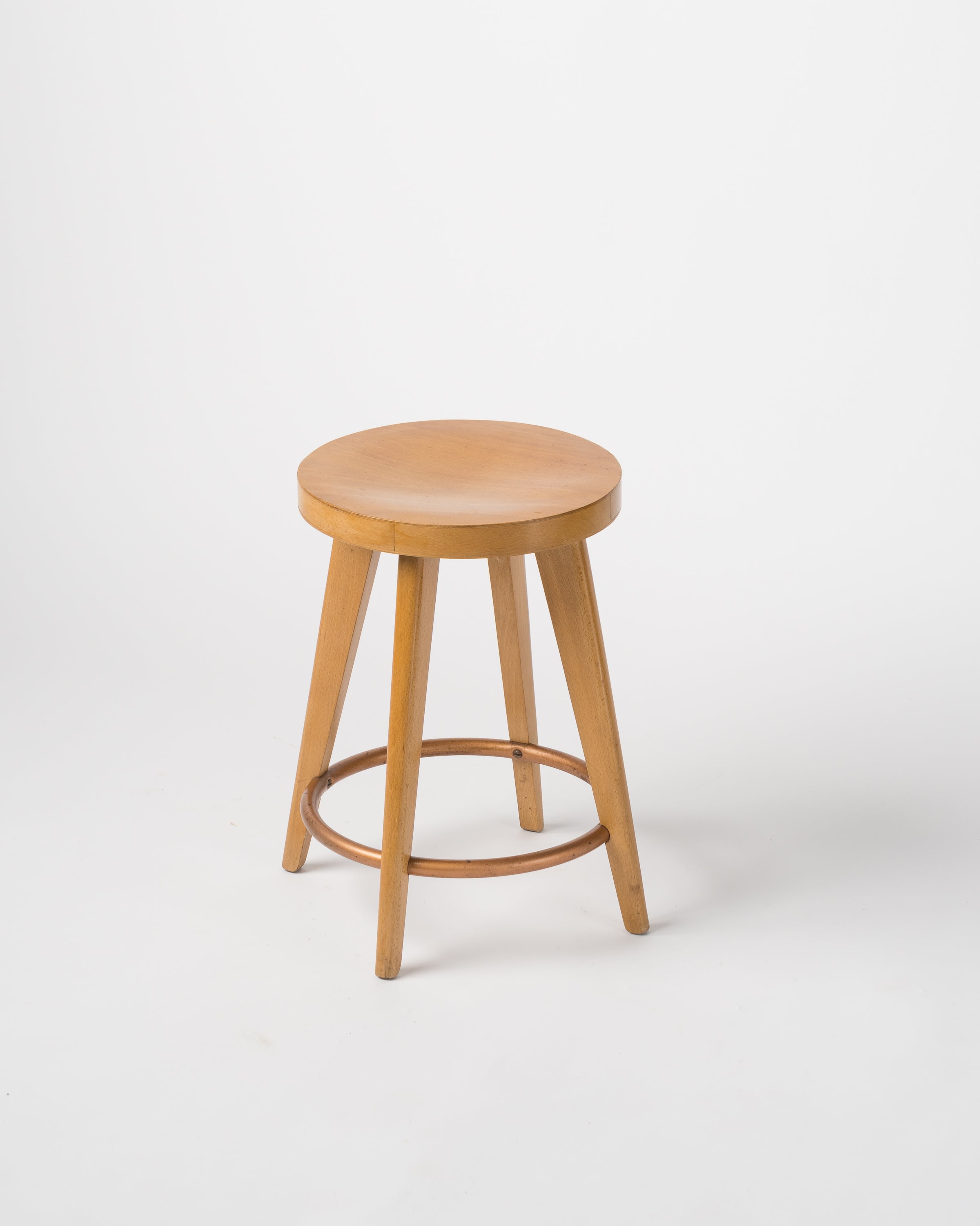 Four legged and copper plated steel ring stool by Stella manufacture France 1950's this item will ship from France