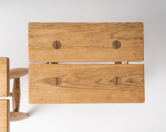 Pair of Minimalist Pinewood Stools, France, 1970s
