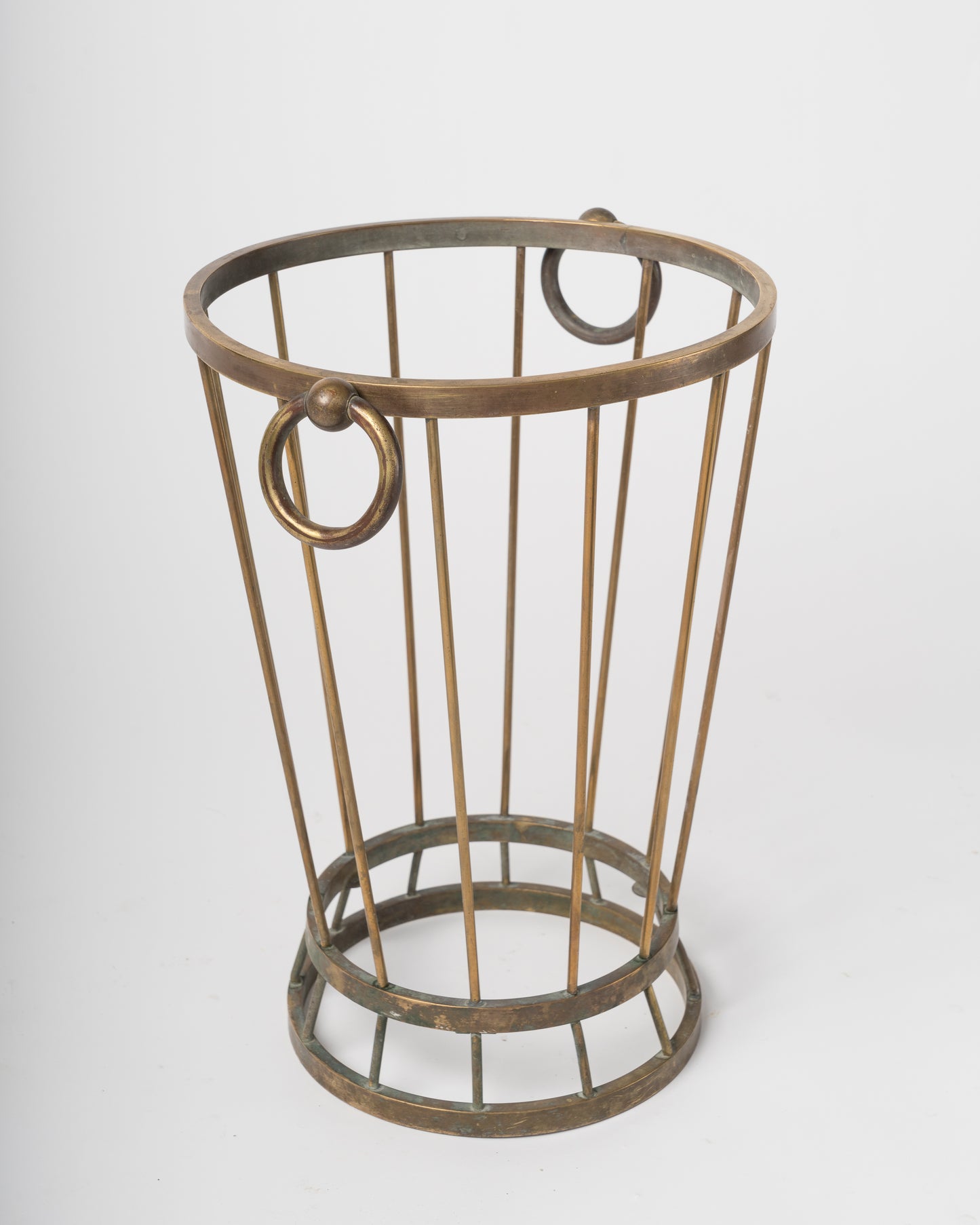 Modernist Patinated Brass Umbrella Stand - France, 1950's