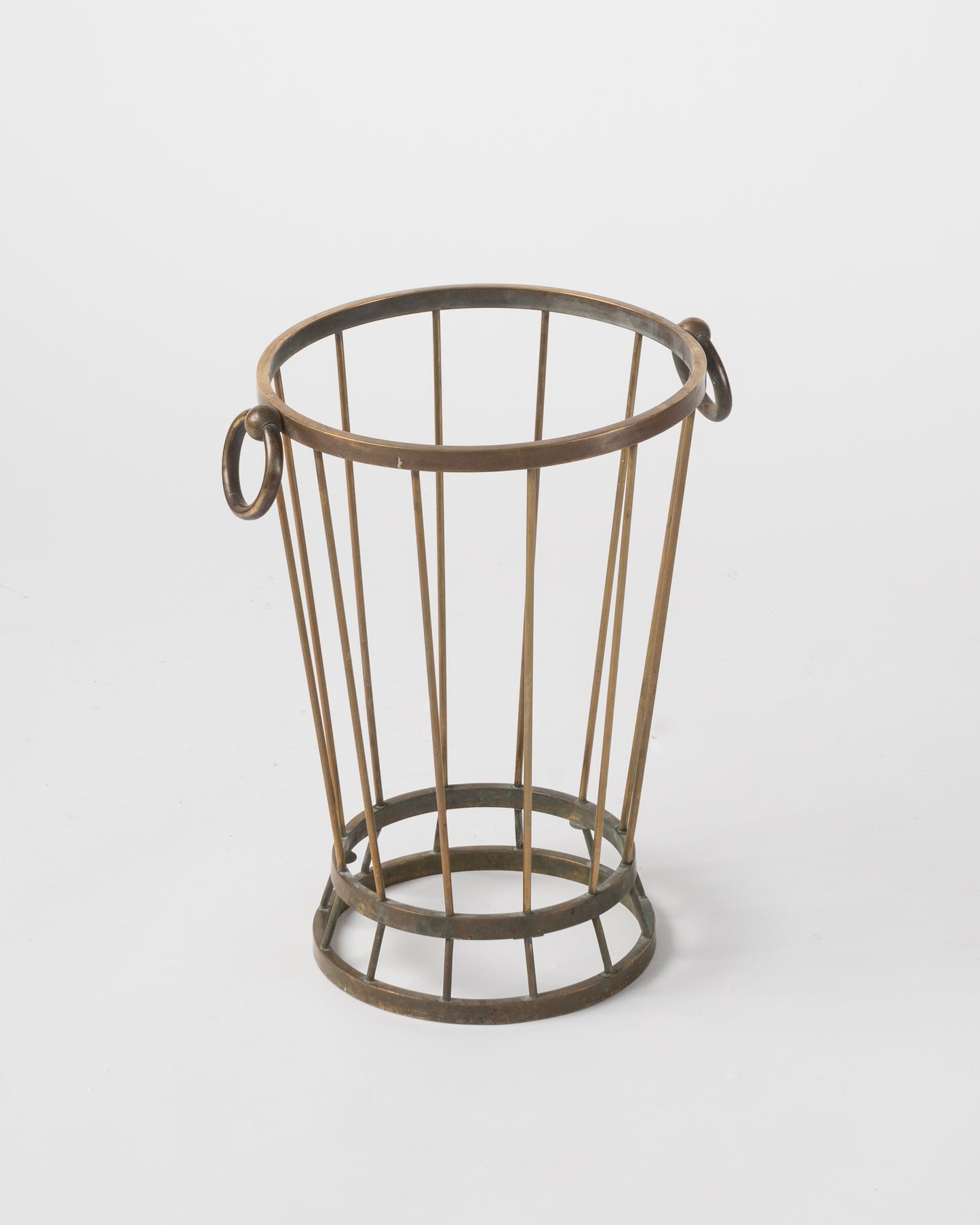 Modernist Patinated Brass Umbrella Stand - France, 1950's