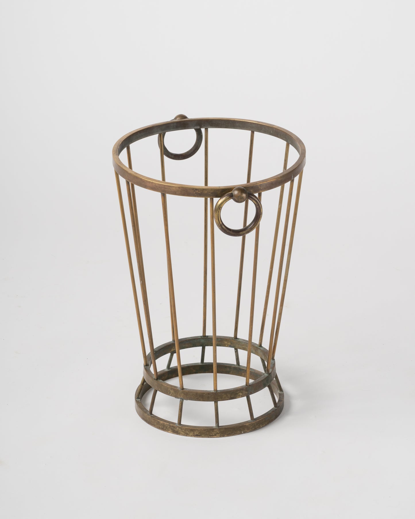 Modernist Patinated Brass Umbrella Stand - France, 1950's