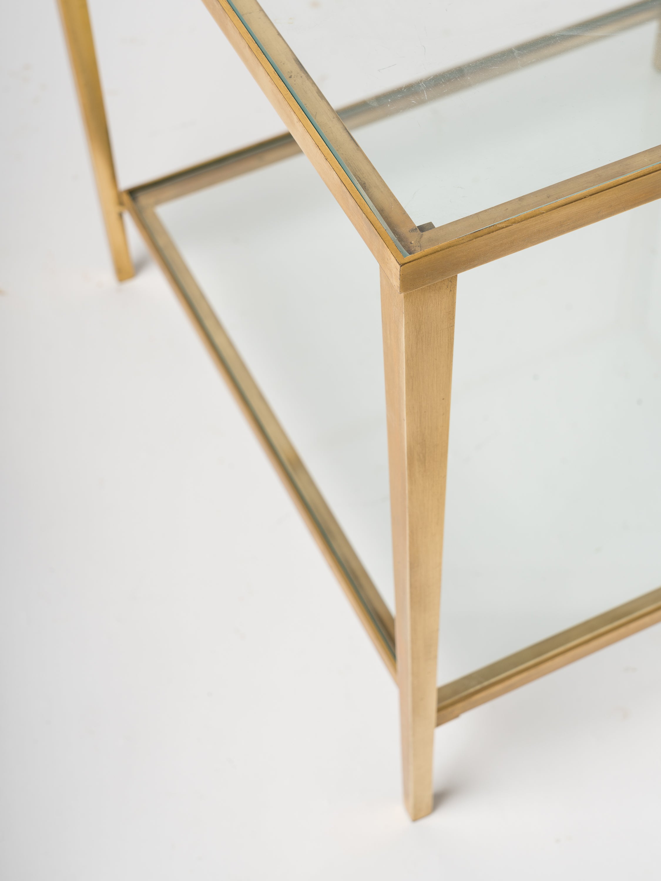 Petite Brass Table Att. Maison Jansen in Brass, France 1970s