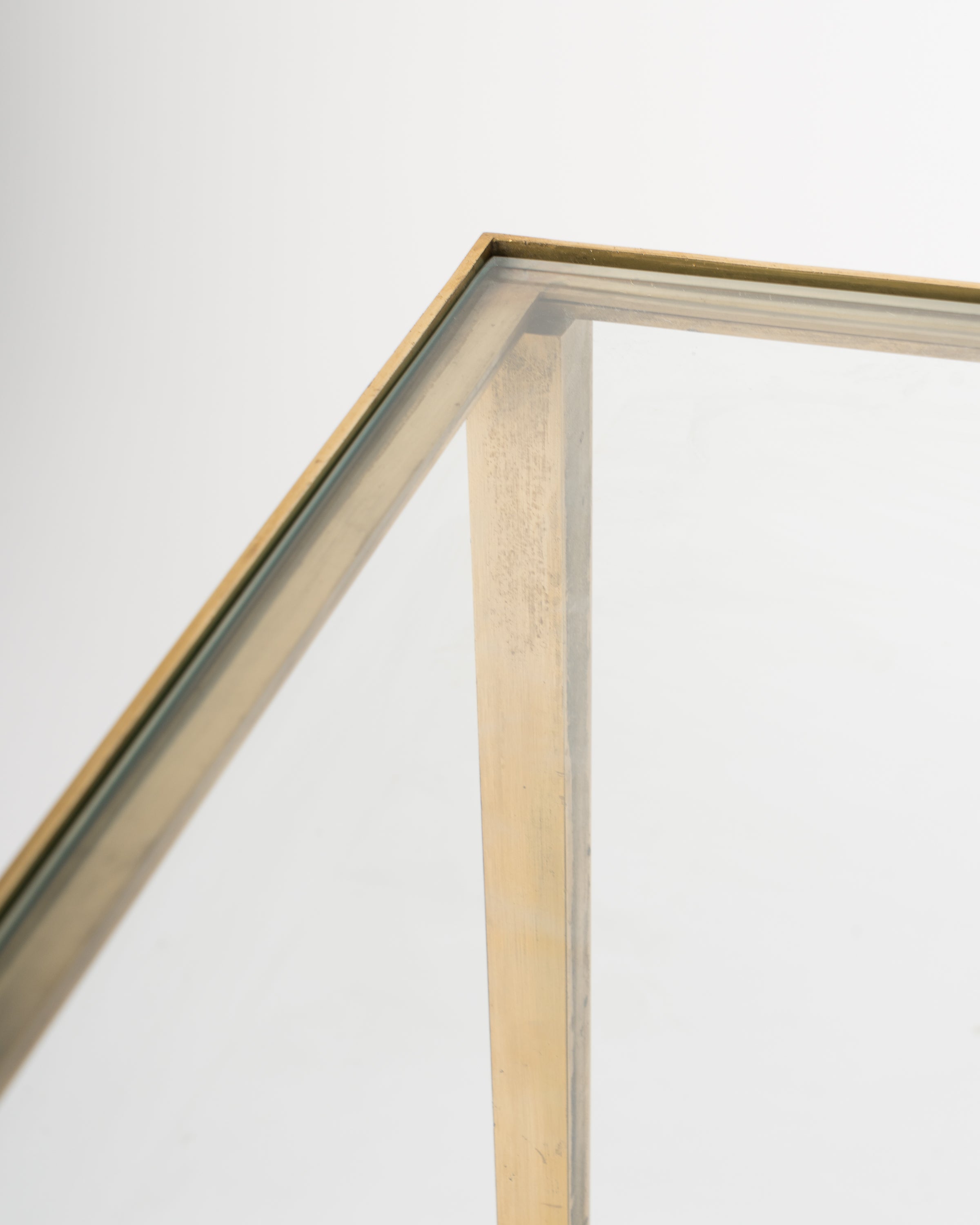 Petite Brass Table Att. Maison Jansen in Brass, France 1970s