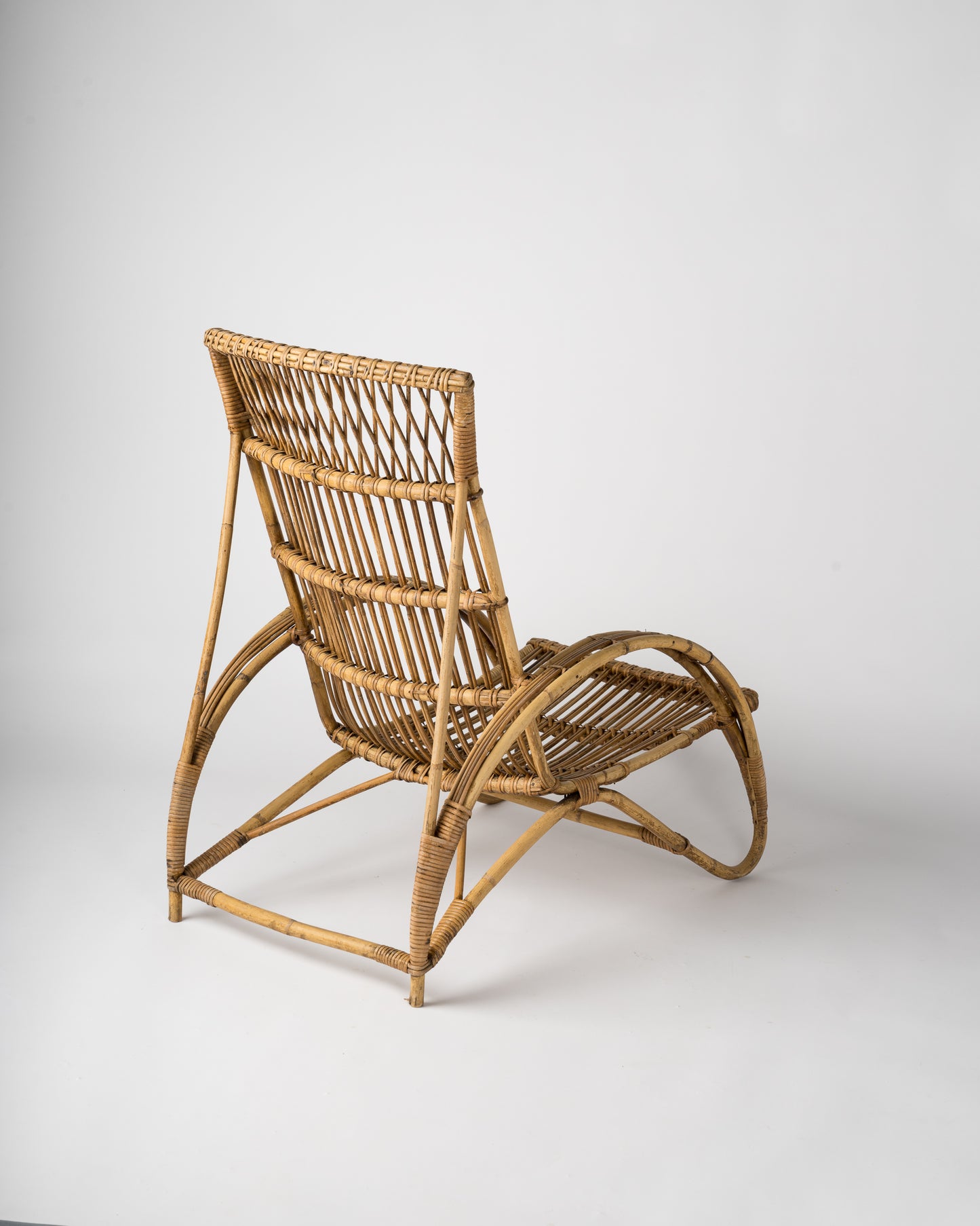 Midcentury Rattan Lounge Chair in the Style of Audoux Minet, France, 1960s