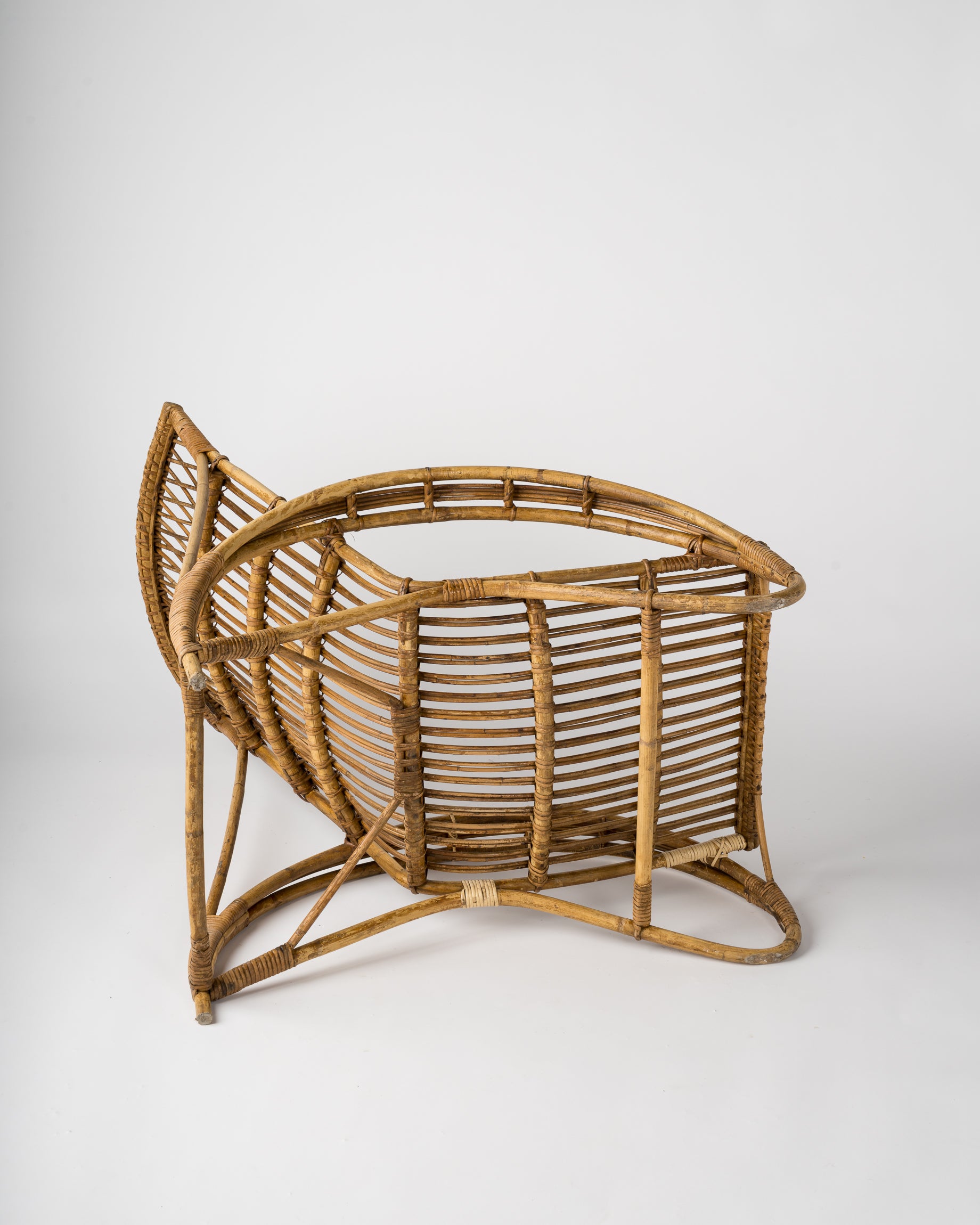 Midcentury Rattan Lounge Chair in the Style of Audoux Minet, France, 1960s