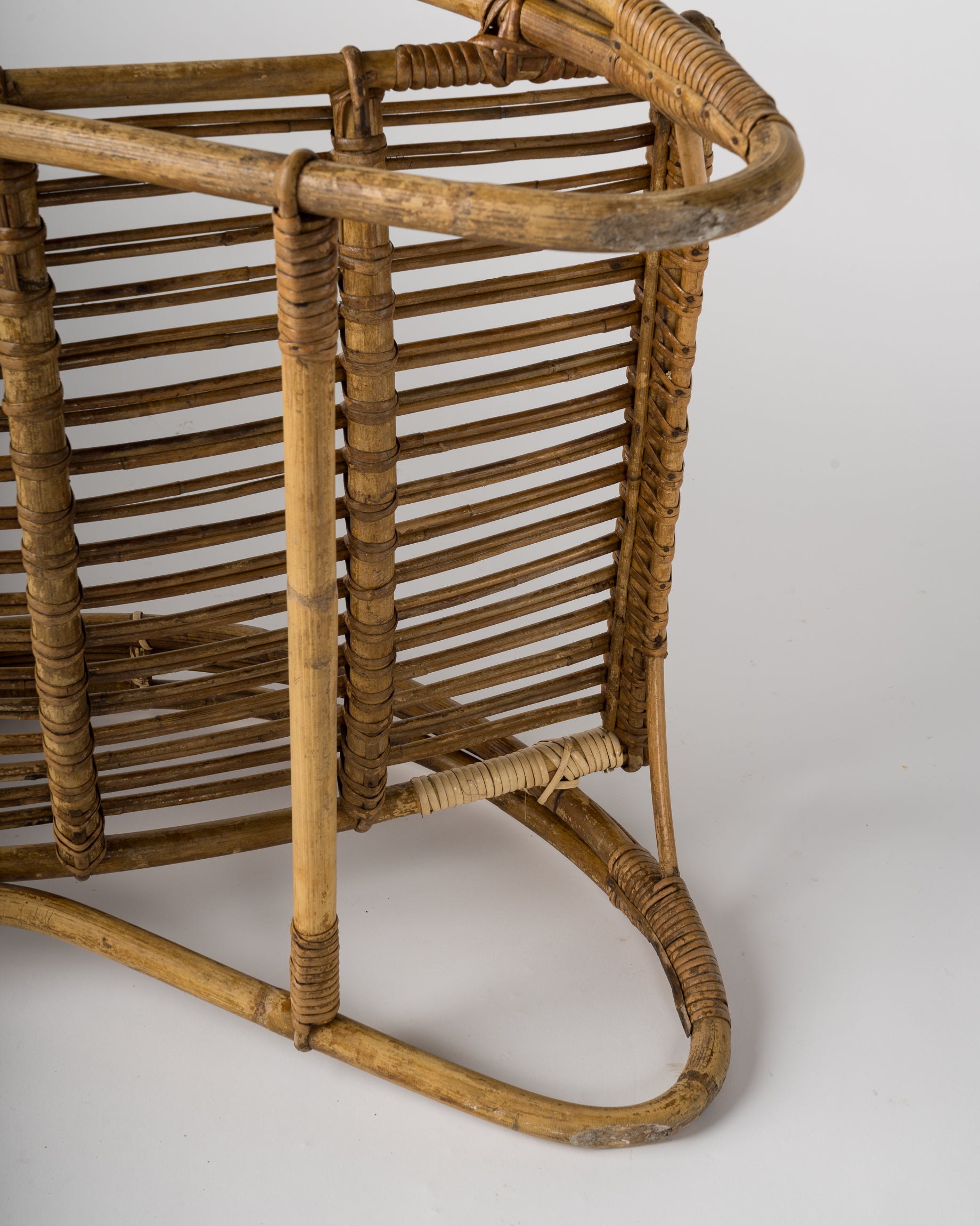 Midcentury Rattan Lounge Chair in the Style of Audoux Minet, France, 1960s